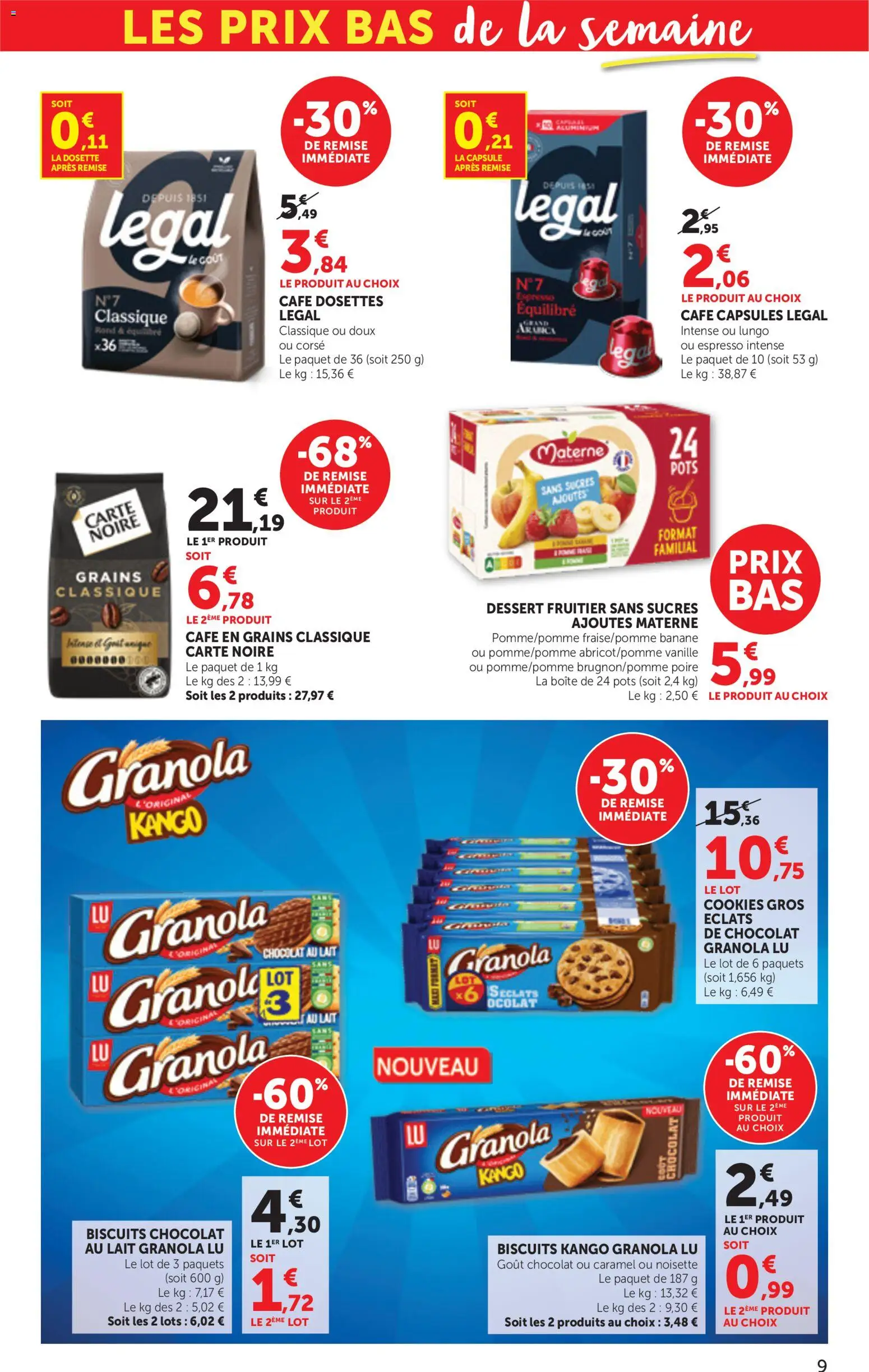 {H1} | Page: 9 | Produits: Cookies, Banane, Lait, Café