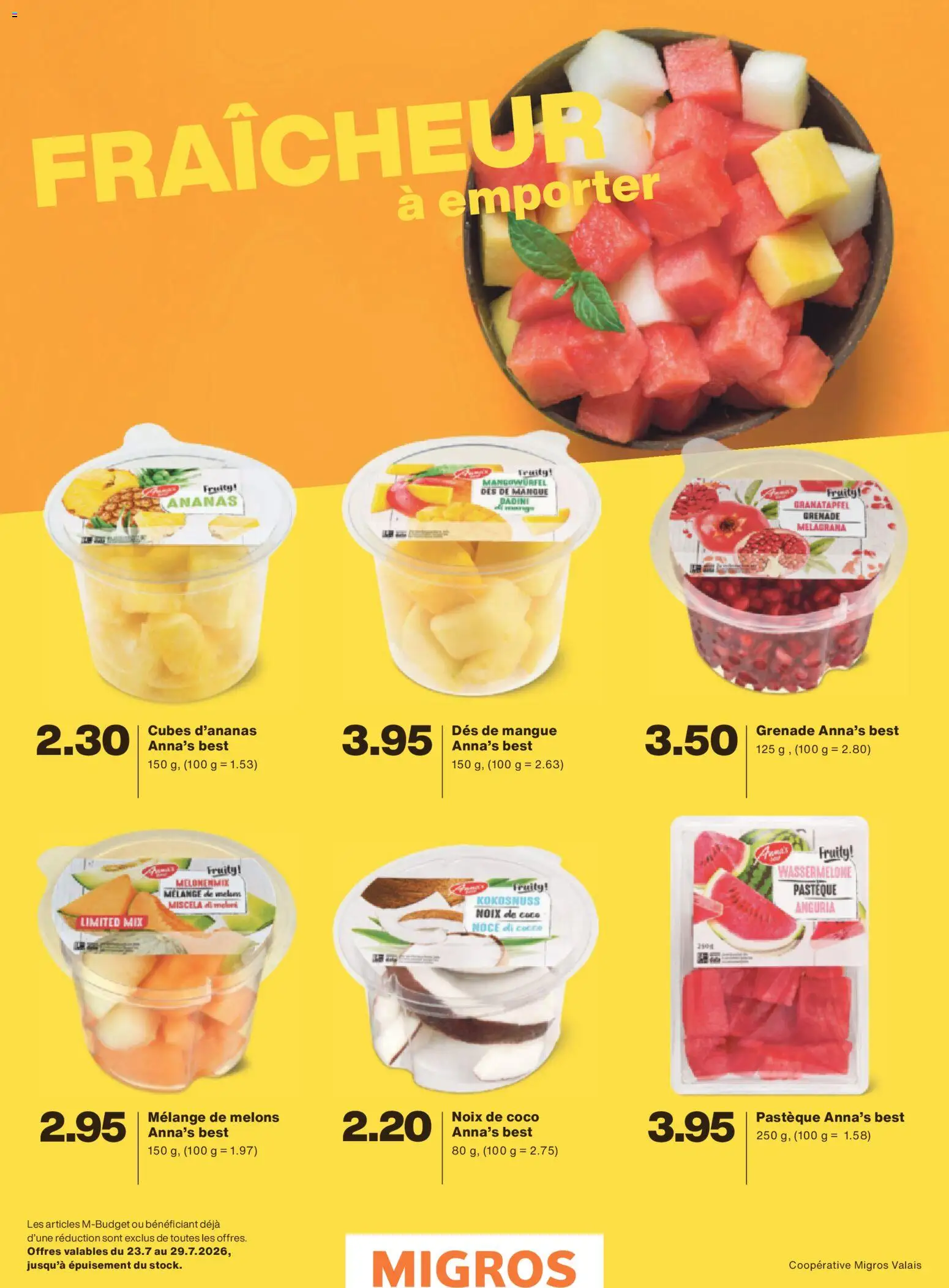 Migros aktionen Magazine FR – gültig ab 22.07.2026 | Seite: 32 | Produkte: Granatapfel, Ananas, Mango, Wassermelone