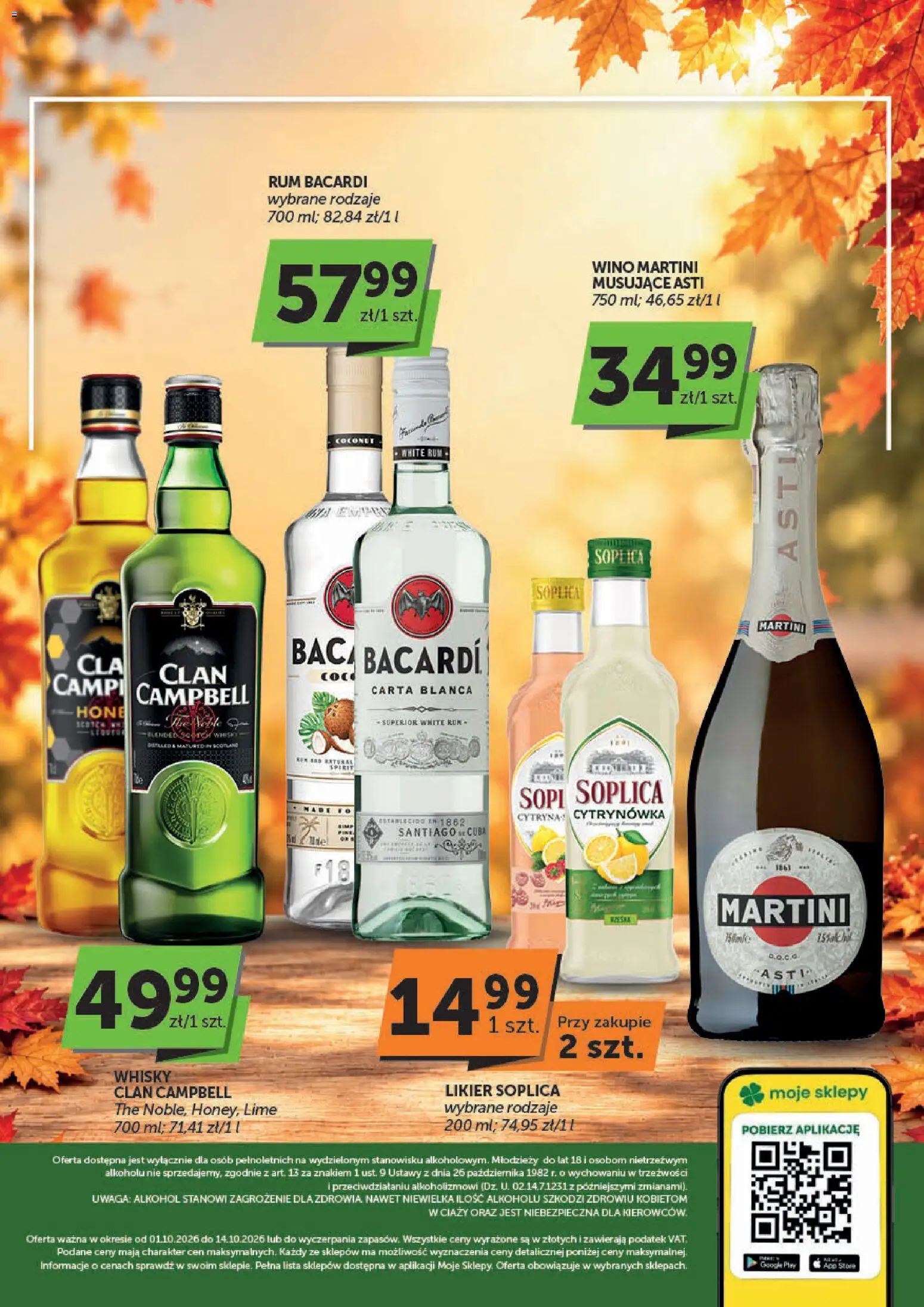 Euro Sklep gazetka alkoholowa od 01.10.2026 | Strona: 2 | Produkty: Martini, Rum Bacardi, Wino, Whisky