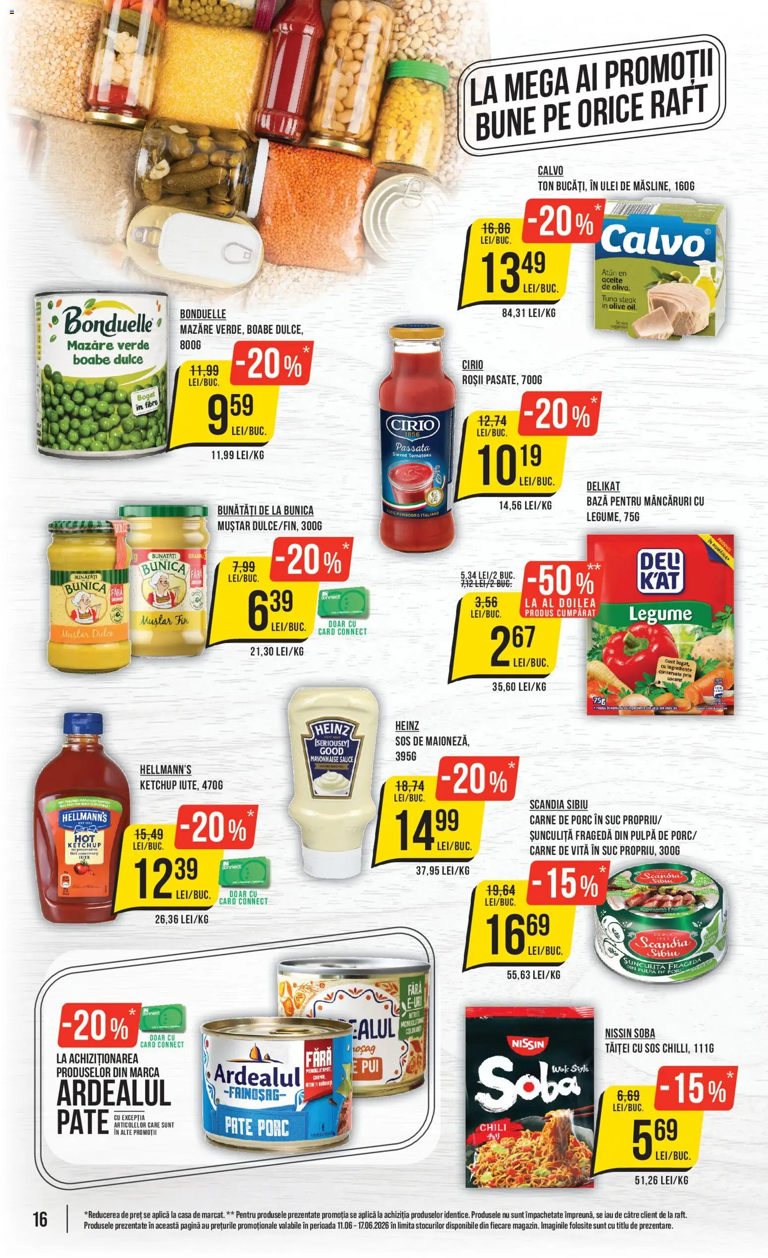 Noul catalog Mega Image – valabil de la 11.06.2026 | Pagină: 16 | Produse: Sobă, Raft, Suc, Carne De Porc