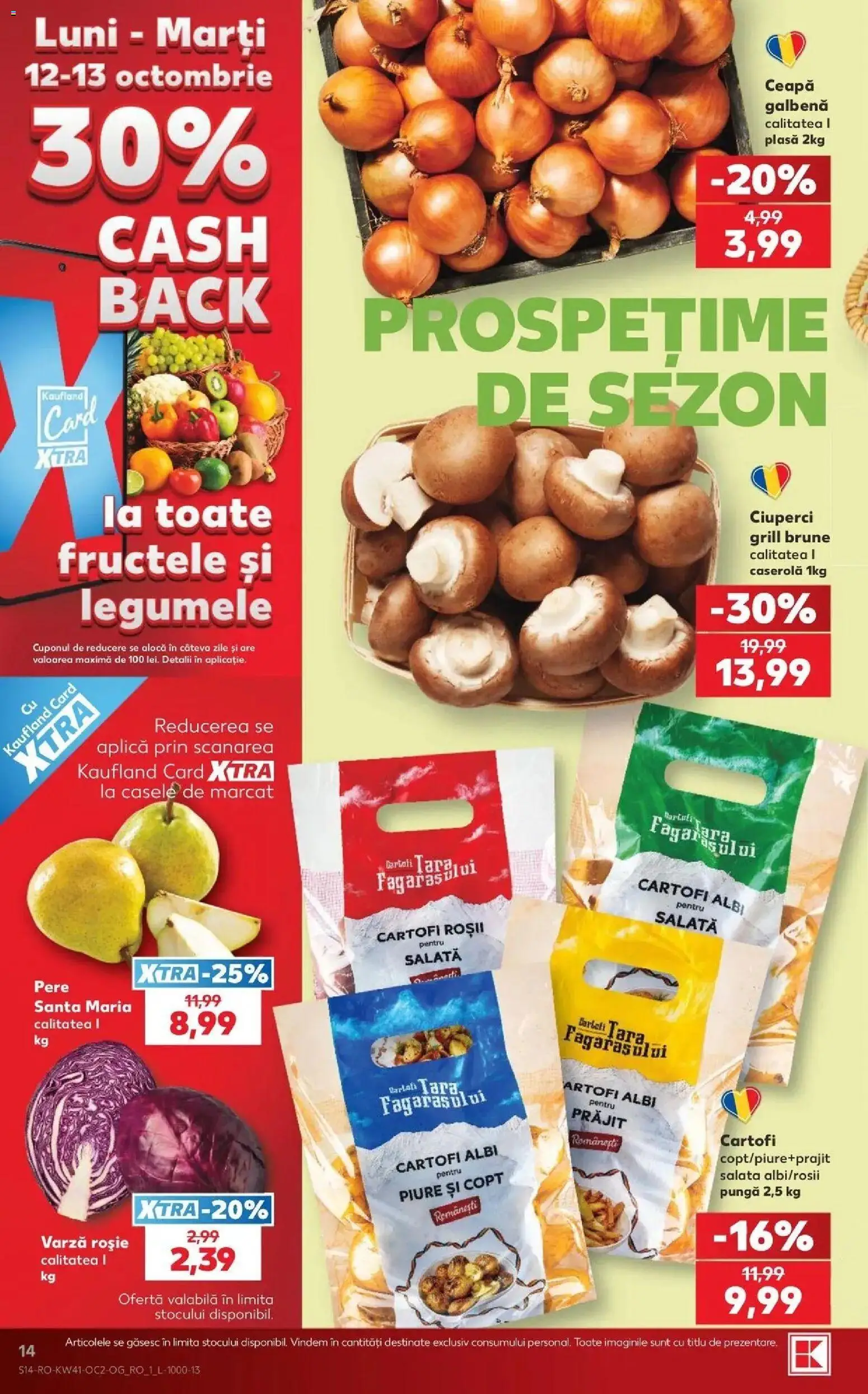 Kaufland Târgu Mureș 07.10.2026 - Revista si Oferta | Pagină: 14 | Produse: Ciuperci, Roșii, Salată, Ceapă