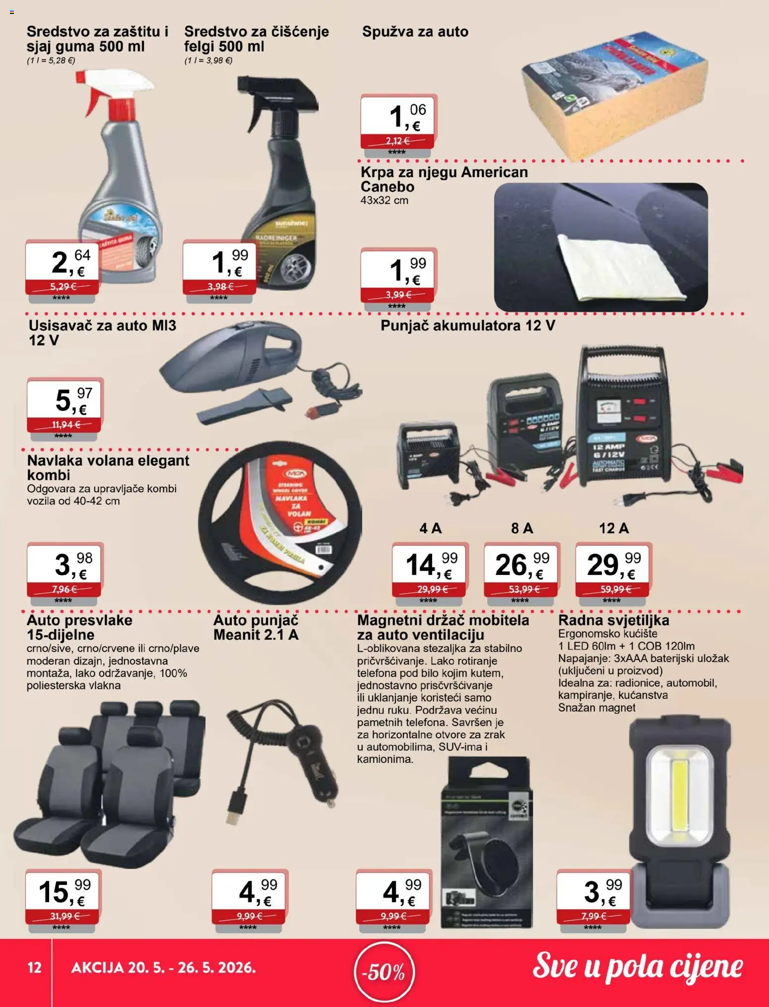 KTC katalog | vrijedi od 20.05.2026 | Stranica: 12 | Proizvodi: Svjetiljka, Spužva, Krpa, Auto presvlake