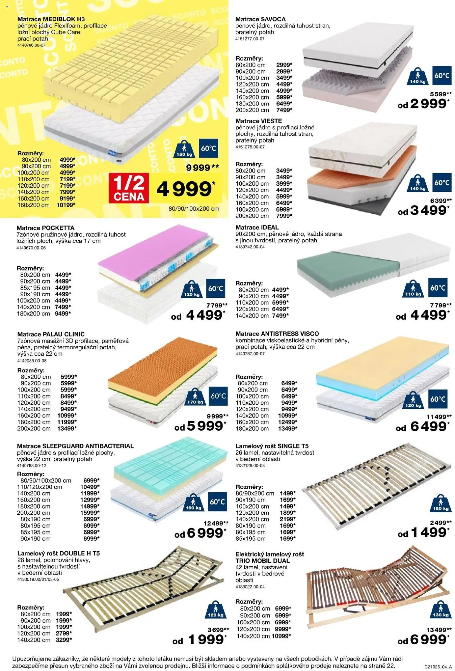 Sconto nábytek leták od 05.08.2026 | Strana: 4 | Produkty: Matrace, Rošt, Modely