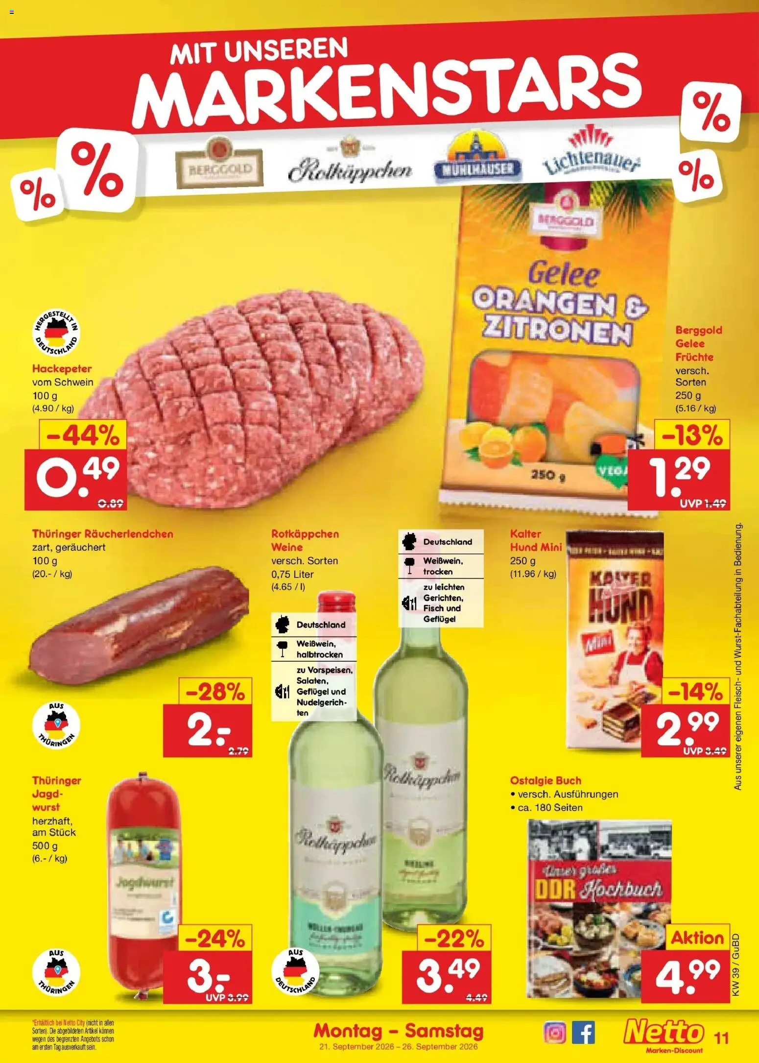 Netto Marken-Discount Prospekt Augustusburg – gültig ab 21.09.2026 | Seite: 17 | Produkte: Orangen, Fisch, Wurst, Zitronen