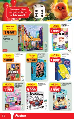 Auchan akciós újság - amely érvényes a következő dátumtól: 07.05.2026 | Oldal: 56 | Termékek: Társasjáték, Só