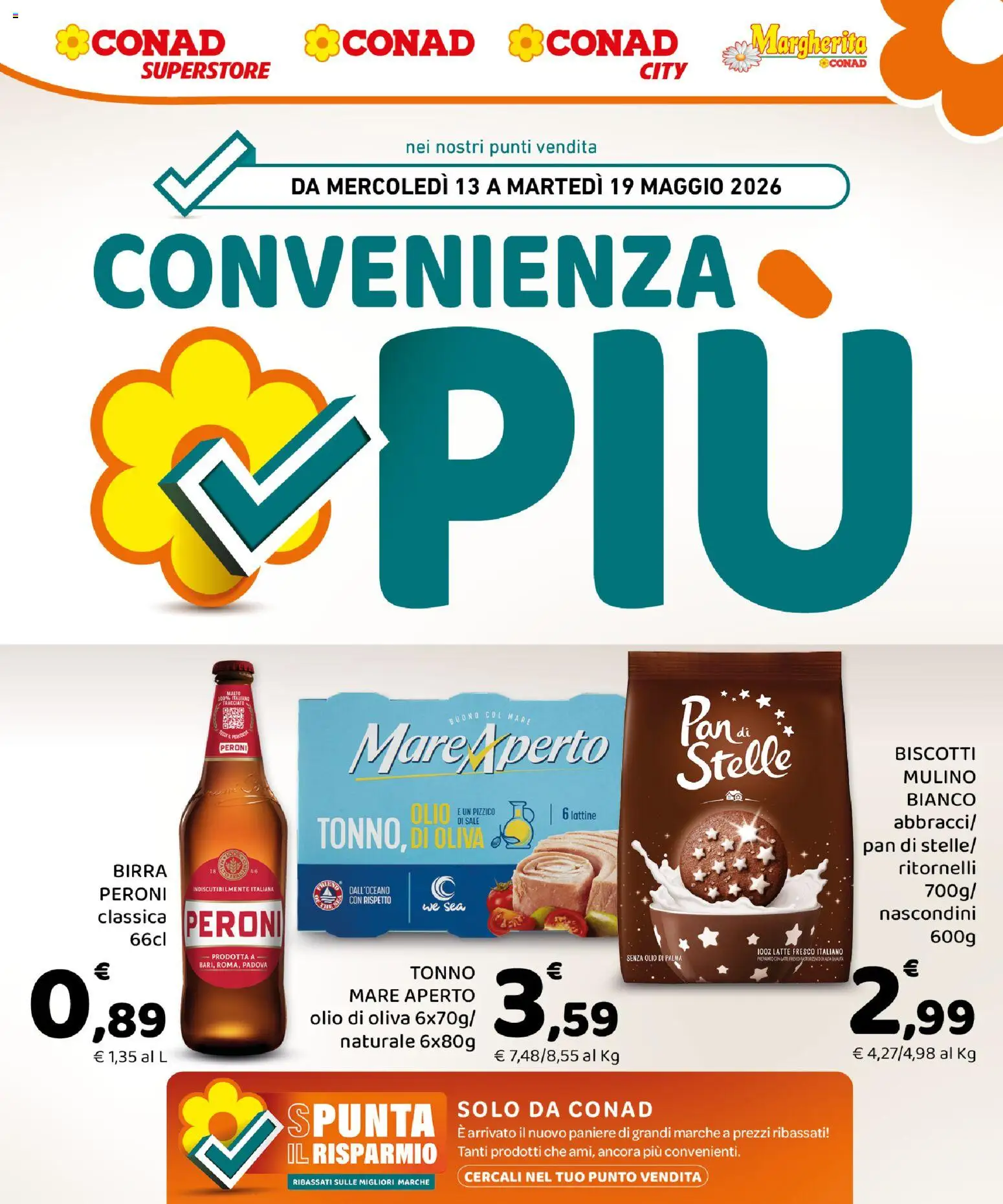 Volantino Conad del 13.05.2026 | Pagina: 1 | Prodotti: Latte, Olive, Tonno, Olio di Oliva
