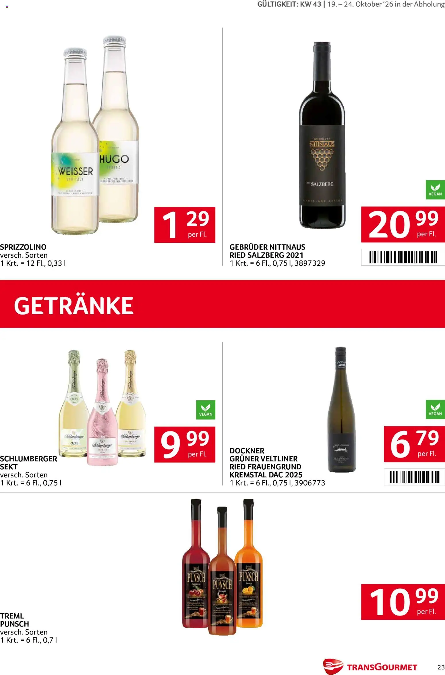 Transgourmet Broschüre gültig ab 19.10.2026 | Seite: 23 | Produkte: Getränke