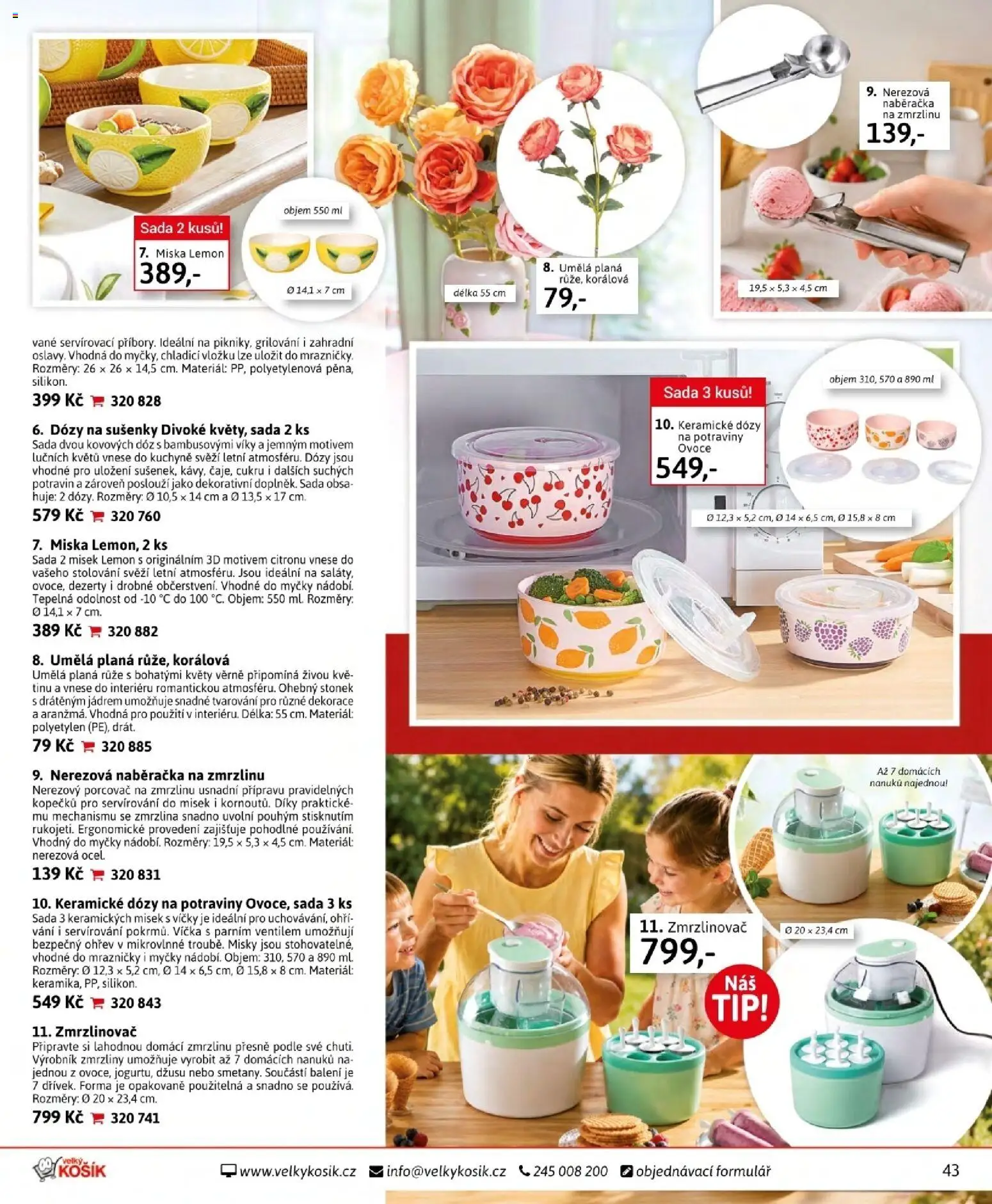 Velký Košík katalog srpen 2026 od 01.08.2026 | Strana: 43 | Produkty: Zmrzlinovač, Naběračka, Košík, Miska