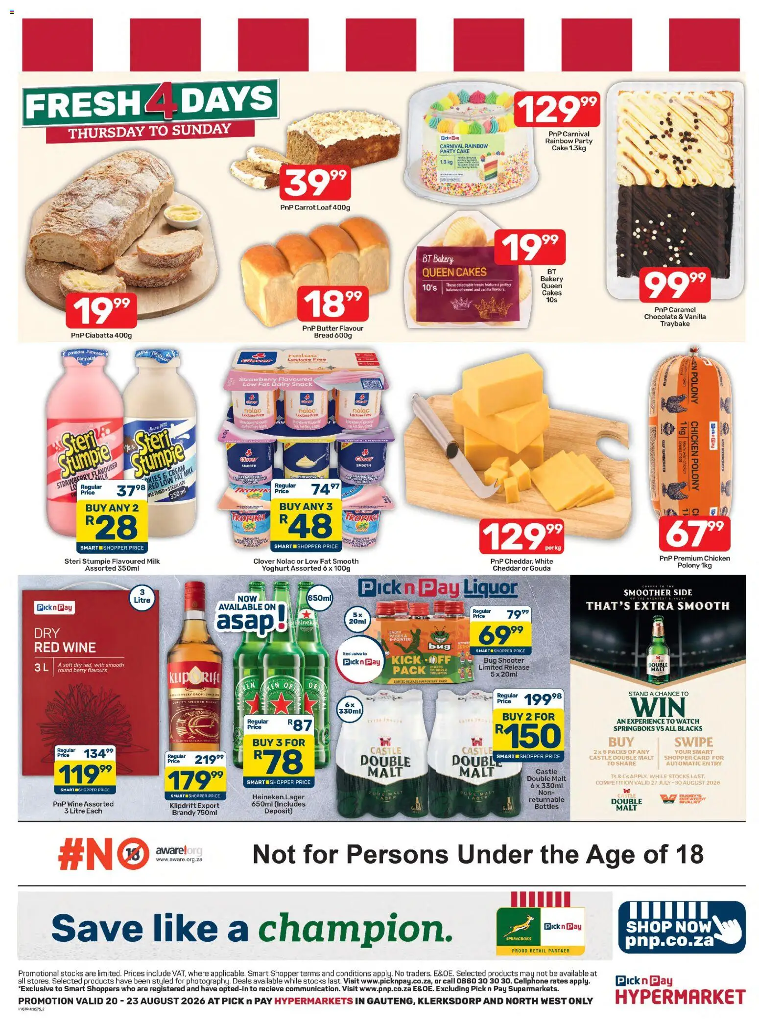 New Pick n Pay catalogue – valid from 20/08/2026 | Page: 2 | Products: Butter, Bread, Polony, Chicken