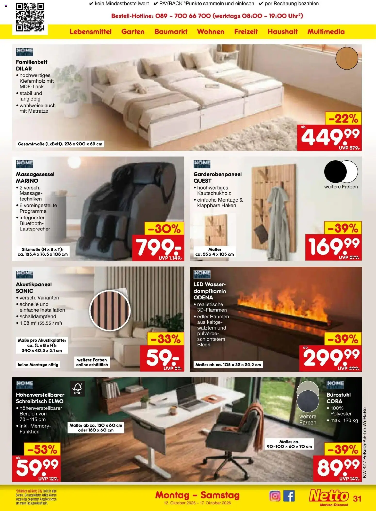 Netto Marken-Discount Prospekt Mauern (ab 12.10.2026) » Angebote | Seite: 43 | Produkte: Lautsprecher, Matratze, Wasser