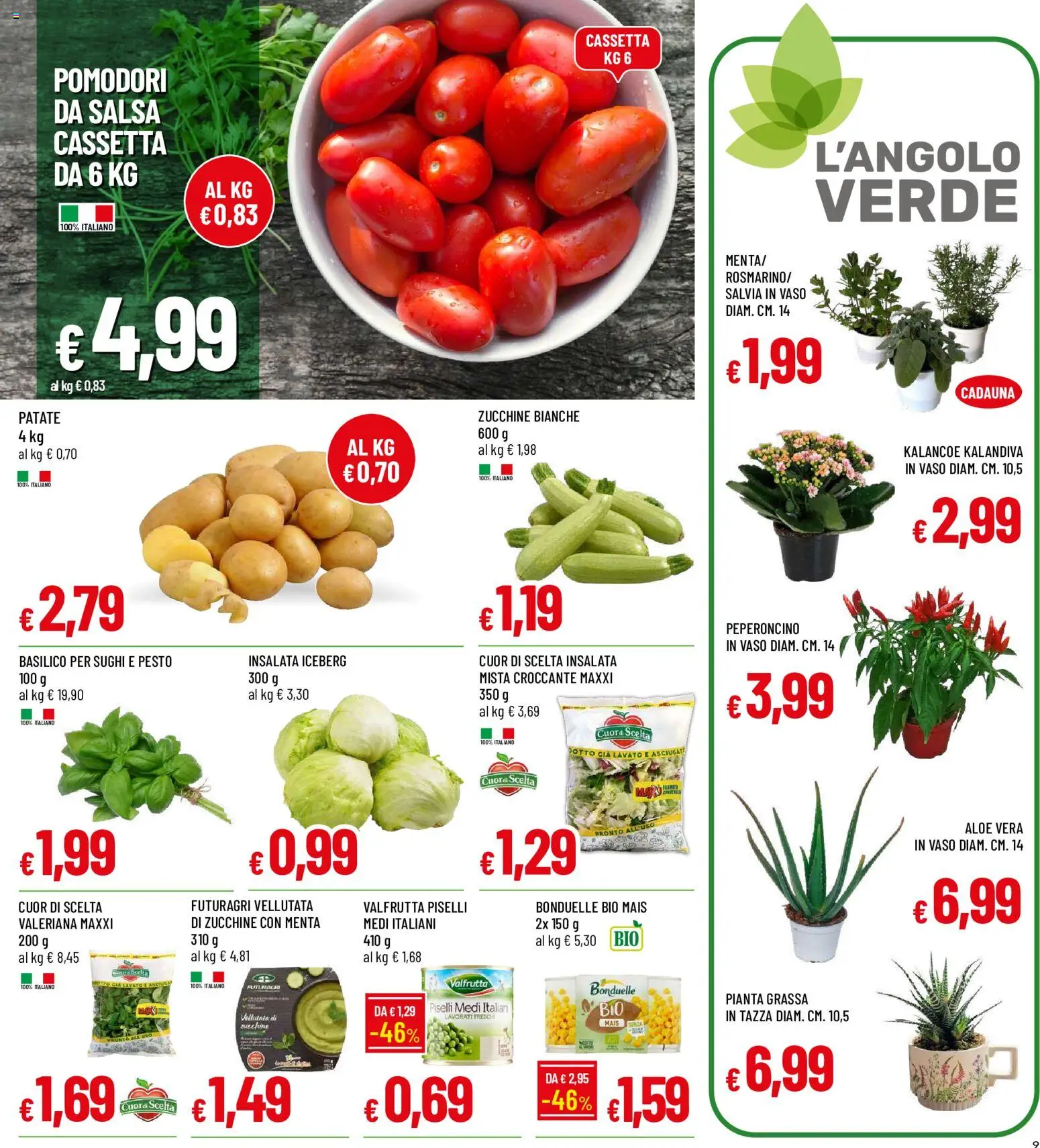 Volantino Galassia del 06/08/2026 | Pagina: 9 | Prodotti: Insalata, Pomodori, Piselli, Menta
