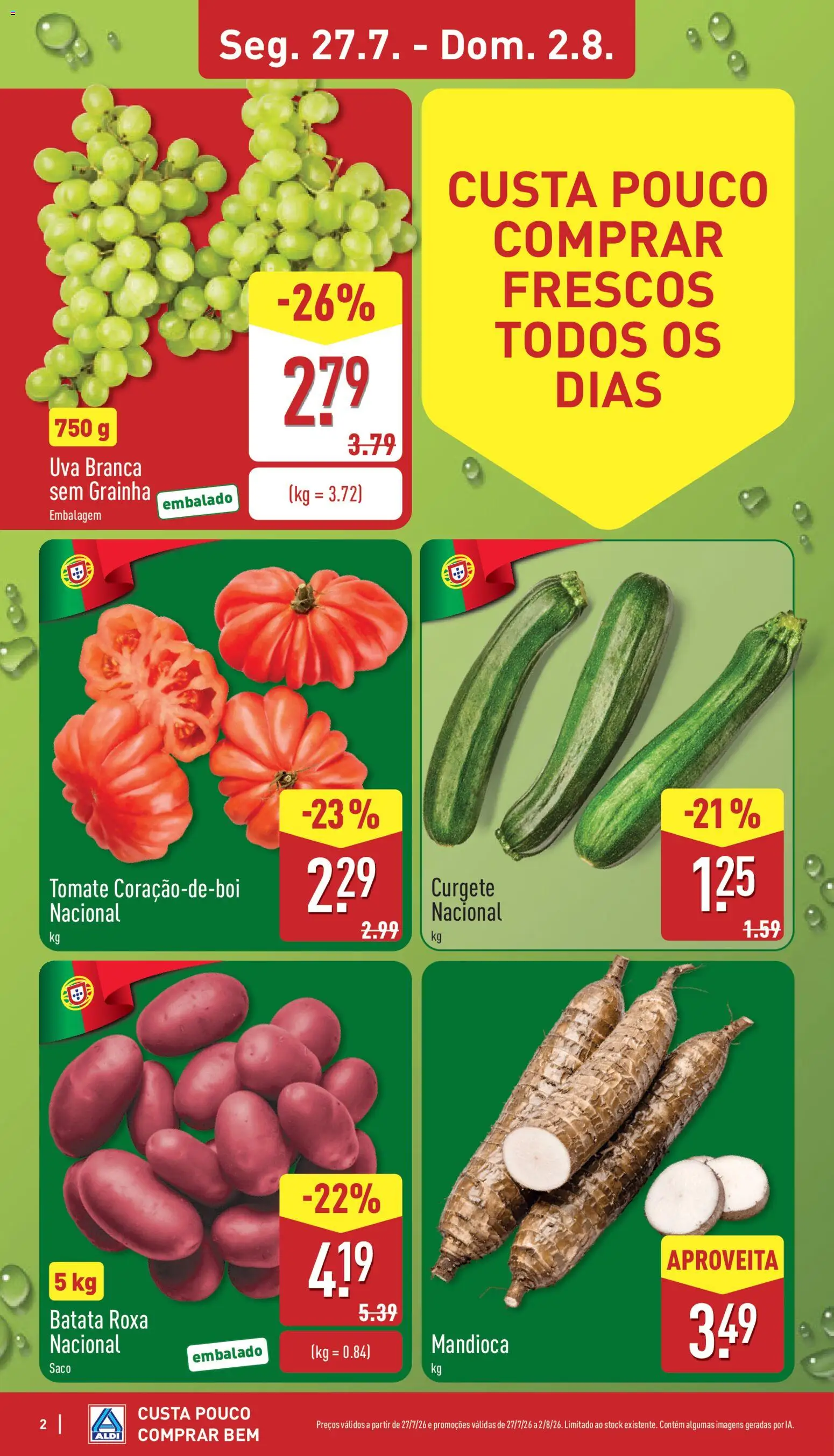 Aldi folheto │ válido de 27/07/2026 | Página: 2 | Produtos: Batata, Curgete, Tomate