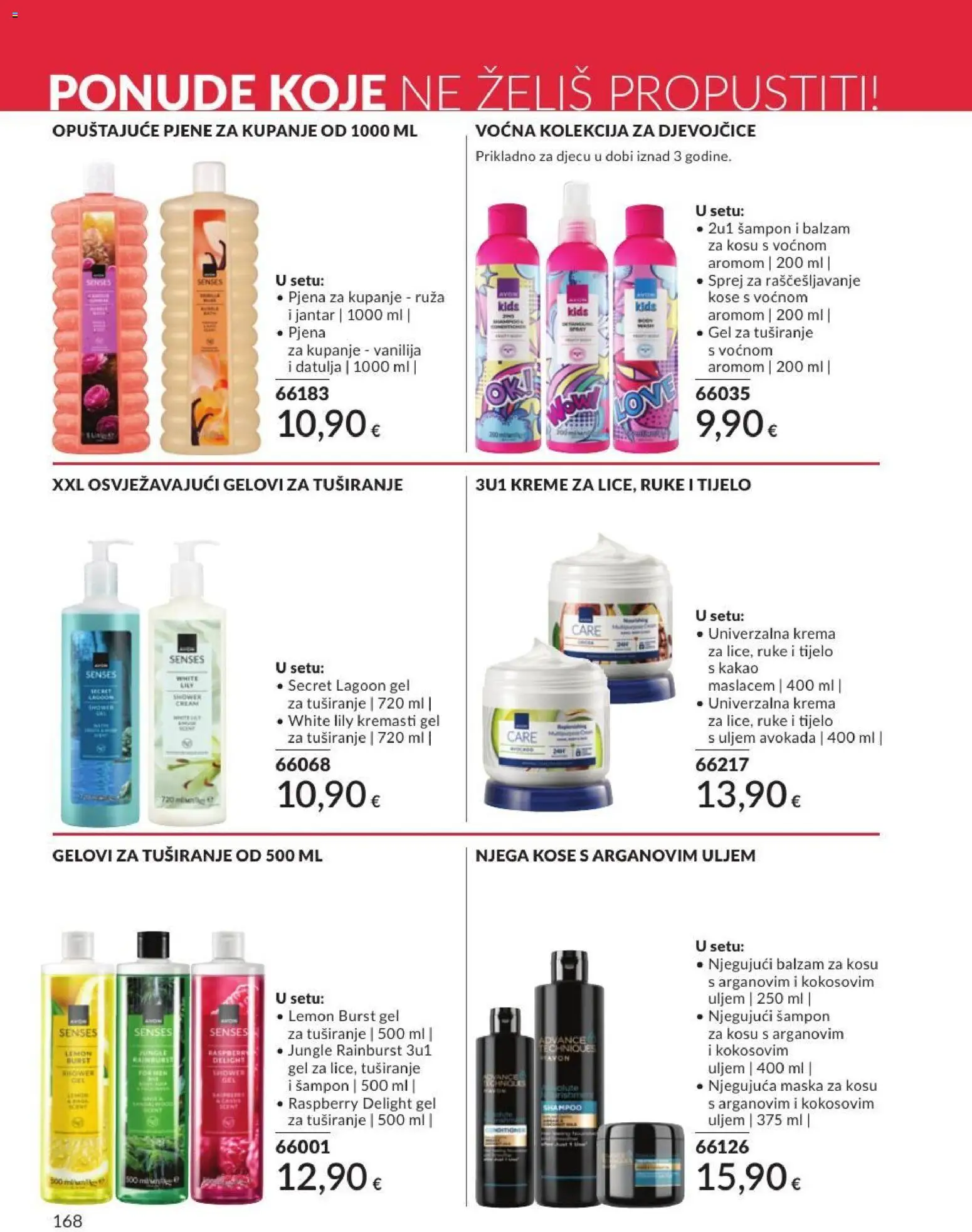 Avon katalog | vrijedi od 30.06.2026 | Stranica: 168 | Proizvodi: Šampon, Maska, Gel za tuširanje, Datulja