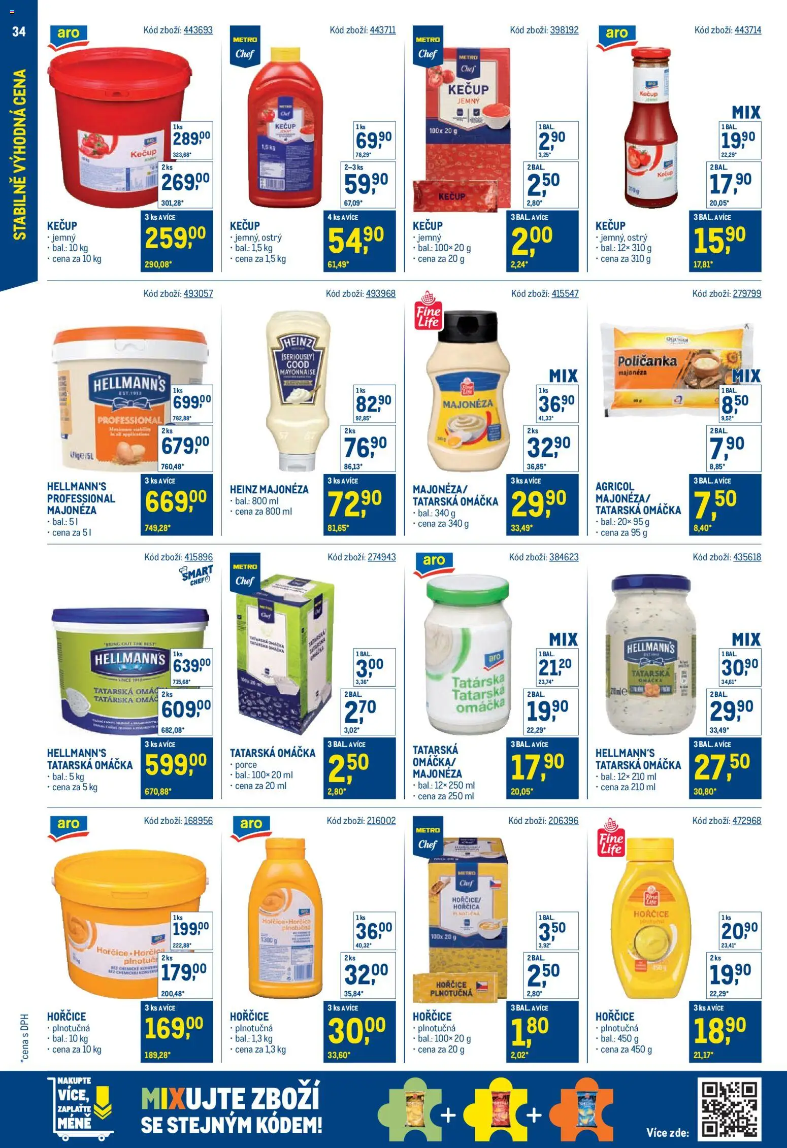 Makro leták - Stabilně výhodná cena od 18.05.2026 | Strana: 34 | Produkty: Hořčice, Hellmann's, Majonéza, Tatarská omáčka