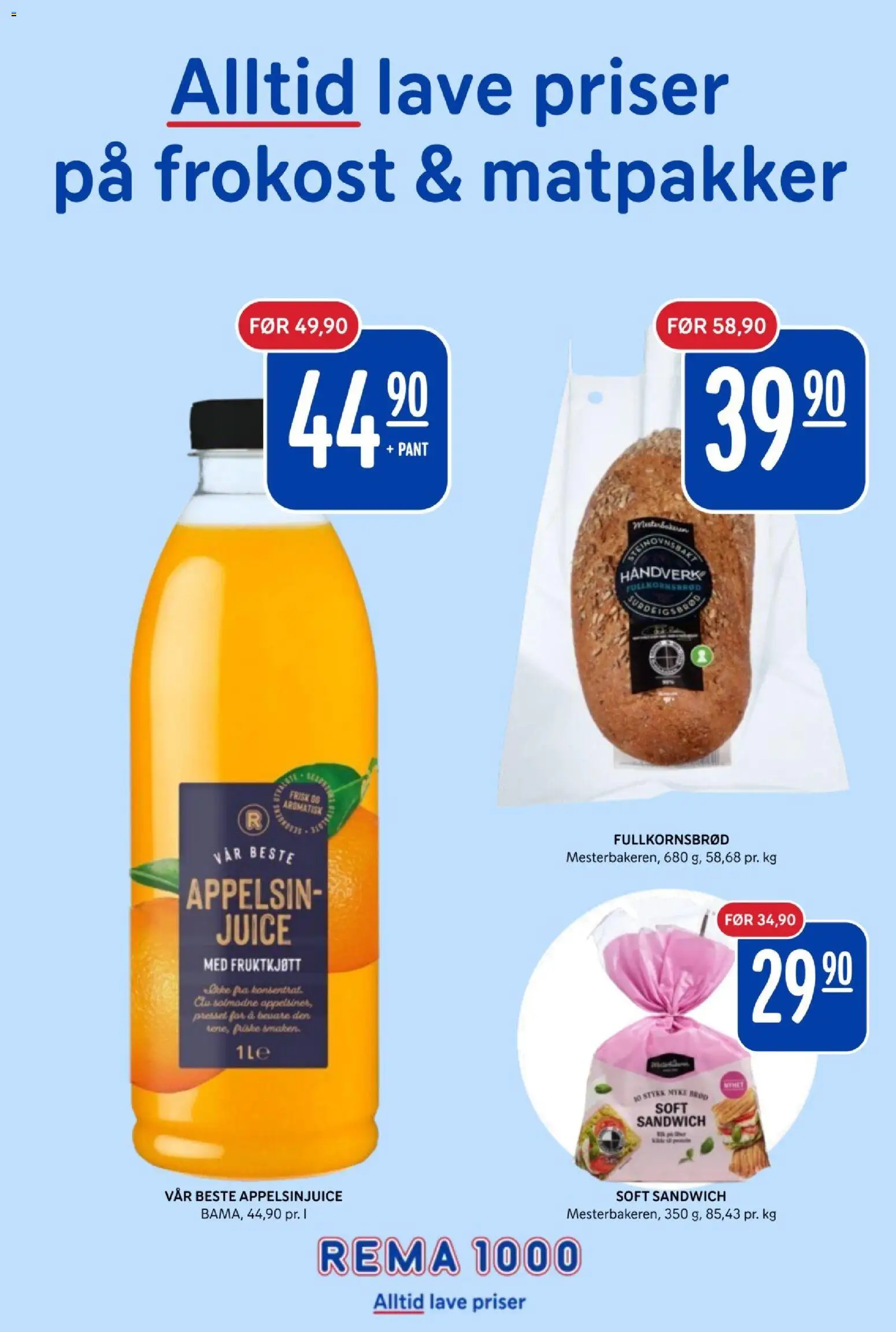 {H1} | Side: 14 | Produkter: Juice, Fullkornsbrød, Sandwich, Appelsinjuice