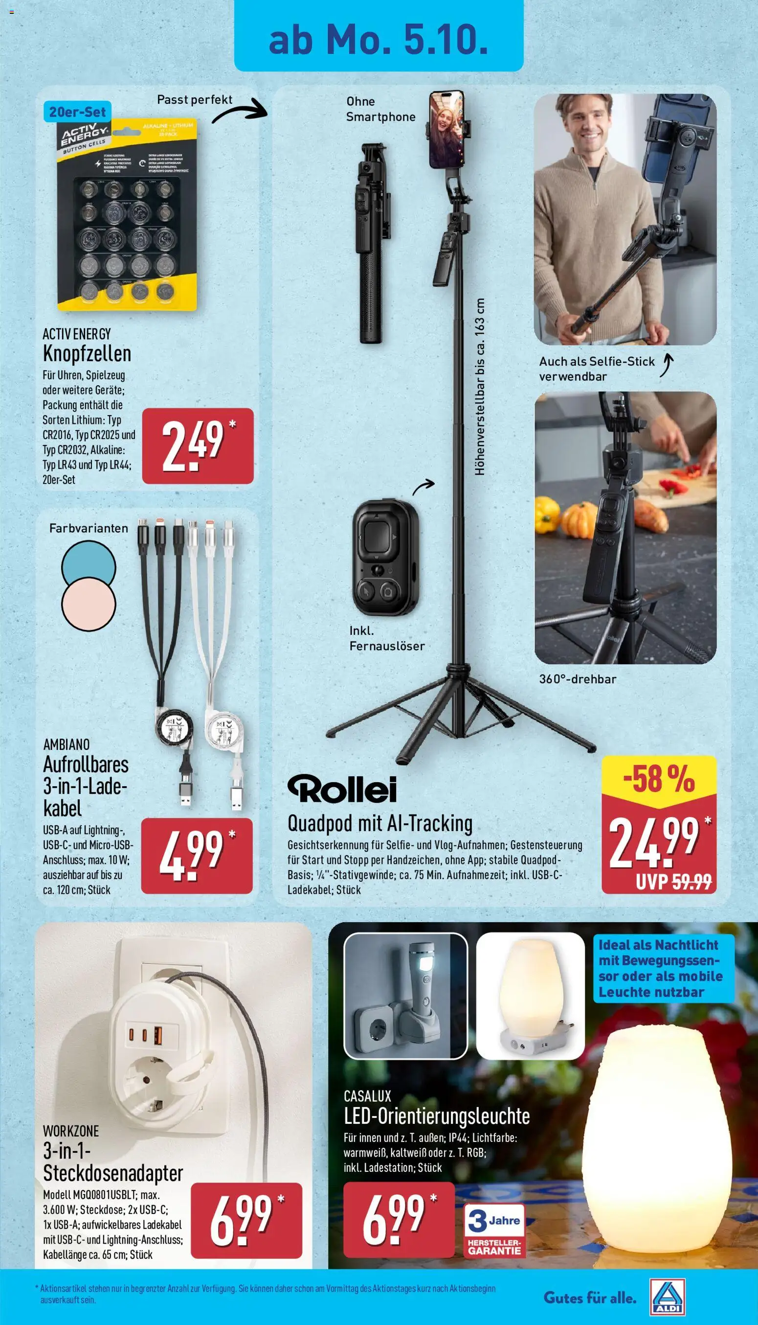 Aldi Prospekt – gültig ab 05.10.2026 | Seite: 19 | Produkte: Adapter, Energy, Ladekabel, Smartphone