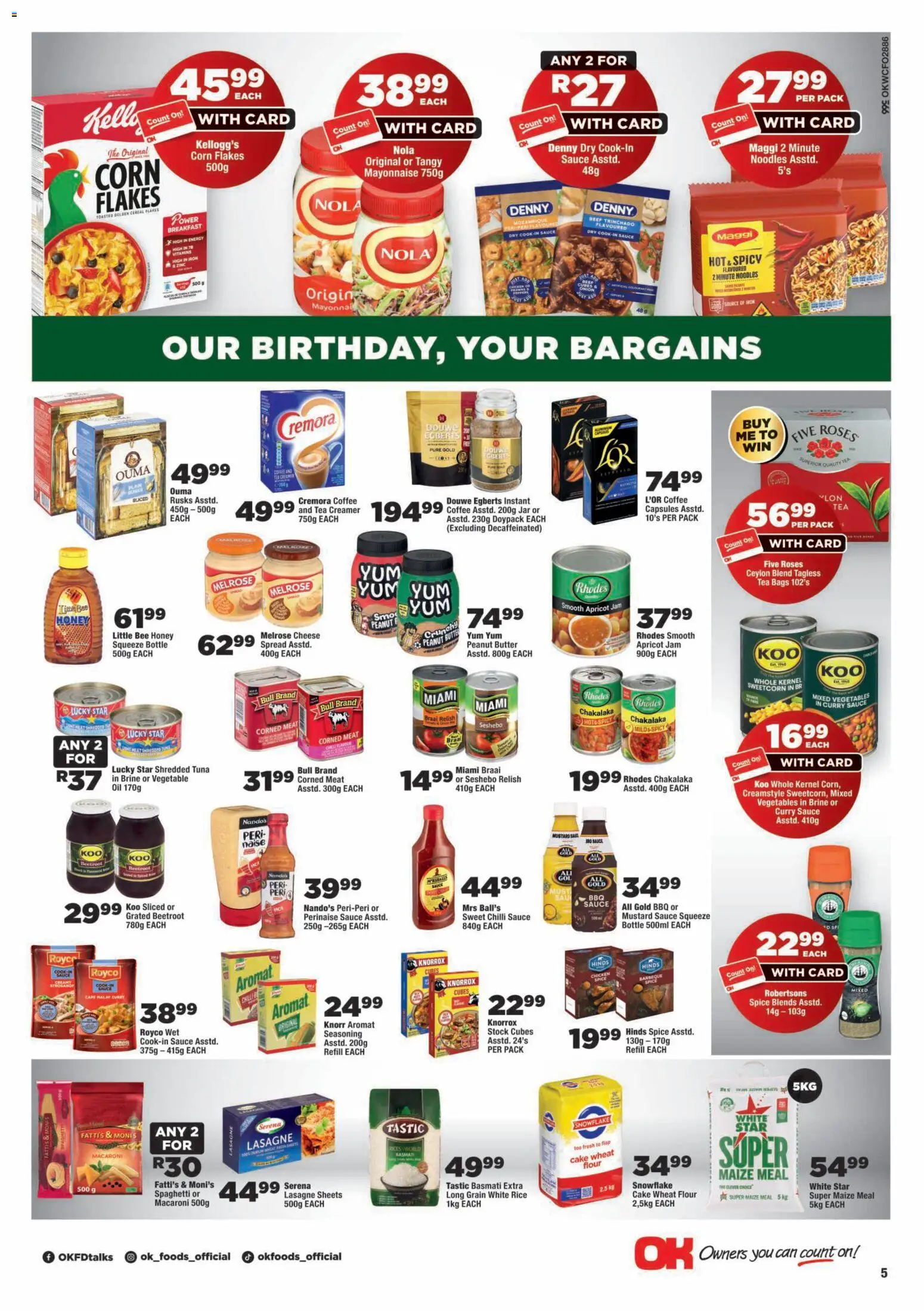 New OK Foods catalogue – valid from 25/08/2026 | Page: 5 | Products: Jam, Maize meal, Seasoning, Sauce