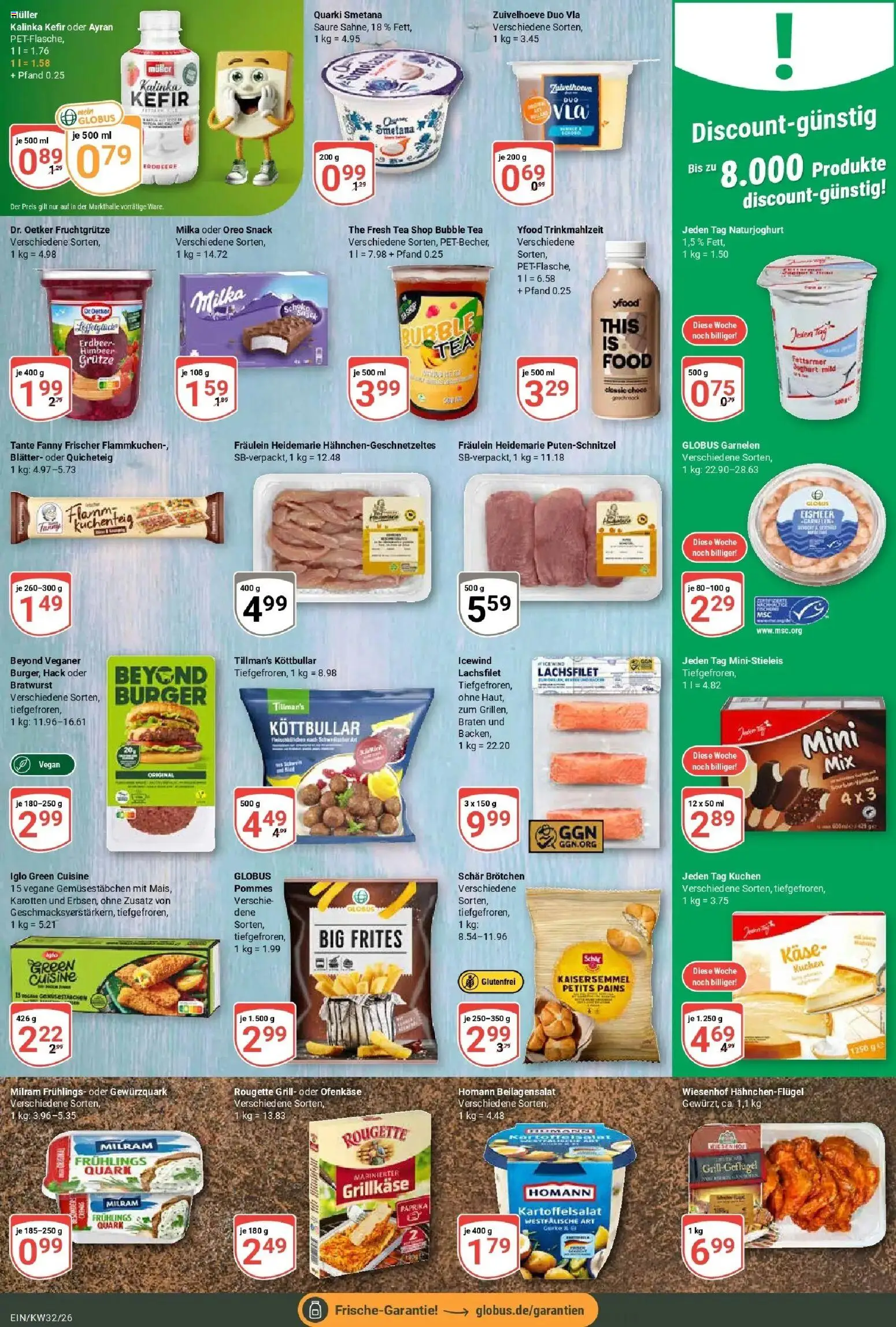 Globus Prospekt Homburg-Einöd (ab 03.08.2026) » Angebote online | Seite: 14 | Produkte: Iglo, Burger, Milka, Kuchen