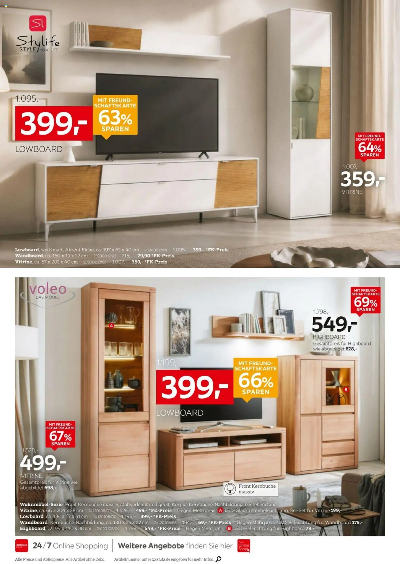 XXXLutz Wohnen Spezial – gültig ab 01.08.2026 | Seite: 2 | Produkte: Lowboard, HIghboard, Wandboard, Vitrine