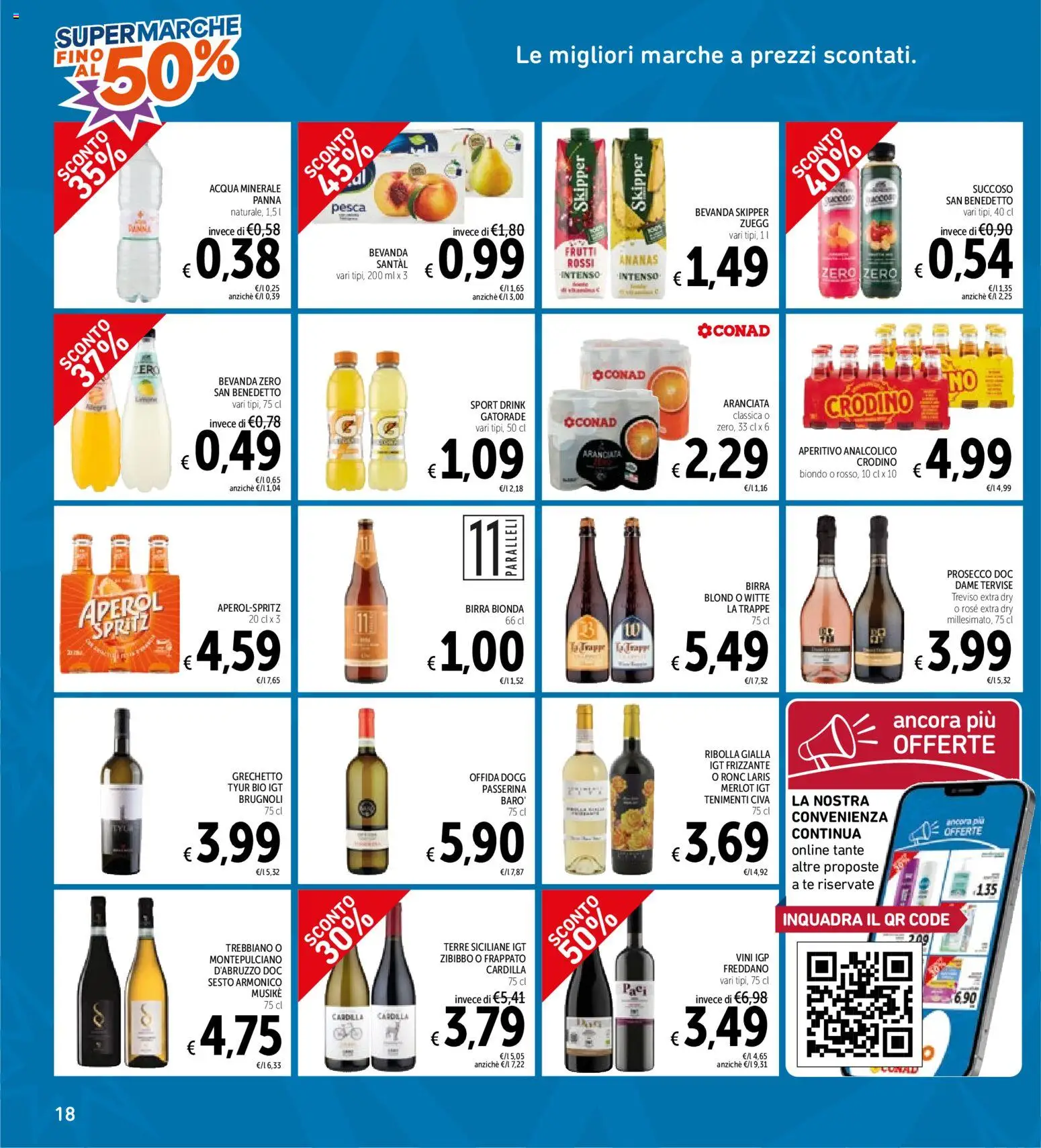 Volantino Spazio Conad del 06/10/2026 | Pagina: 18 | Prodotti: Prosecco, Ananas, Acqua minerale, Aperitivo