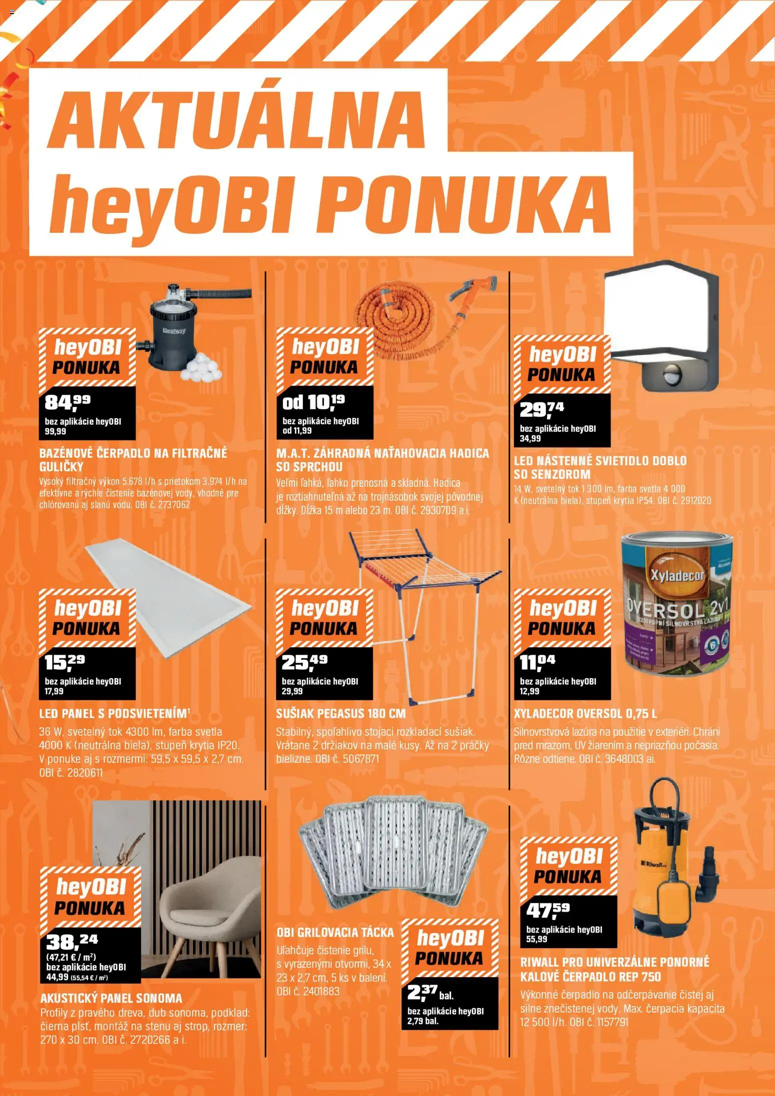 Nové OBI akcie – leták je platný od 01.07.2026 | Strana: 9 | Produkty: Nástenné svietidlo, Stropné svietidlo, Led stropné svietidlo, Žiarovka