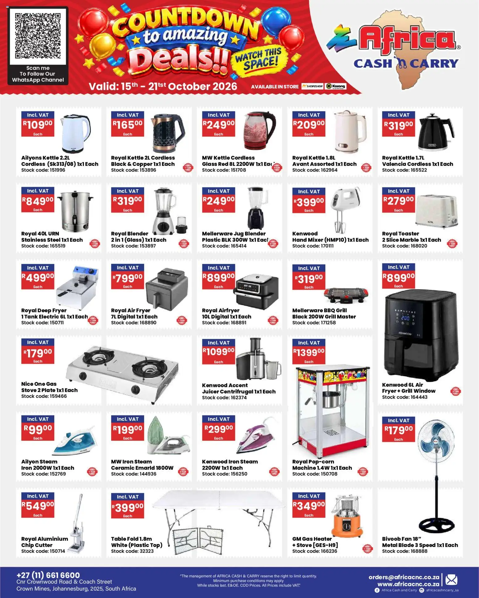New Africa Cash & Carry catalogue – valid from 15/10/2026 | Page: 32 | Products: Watch, Grill, Mixer, Heater