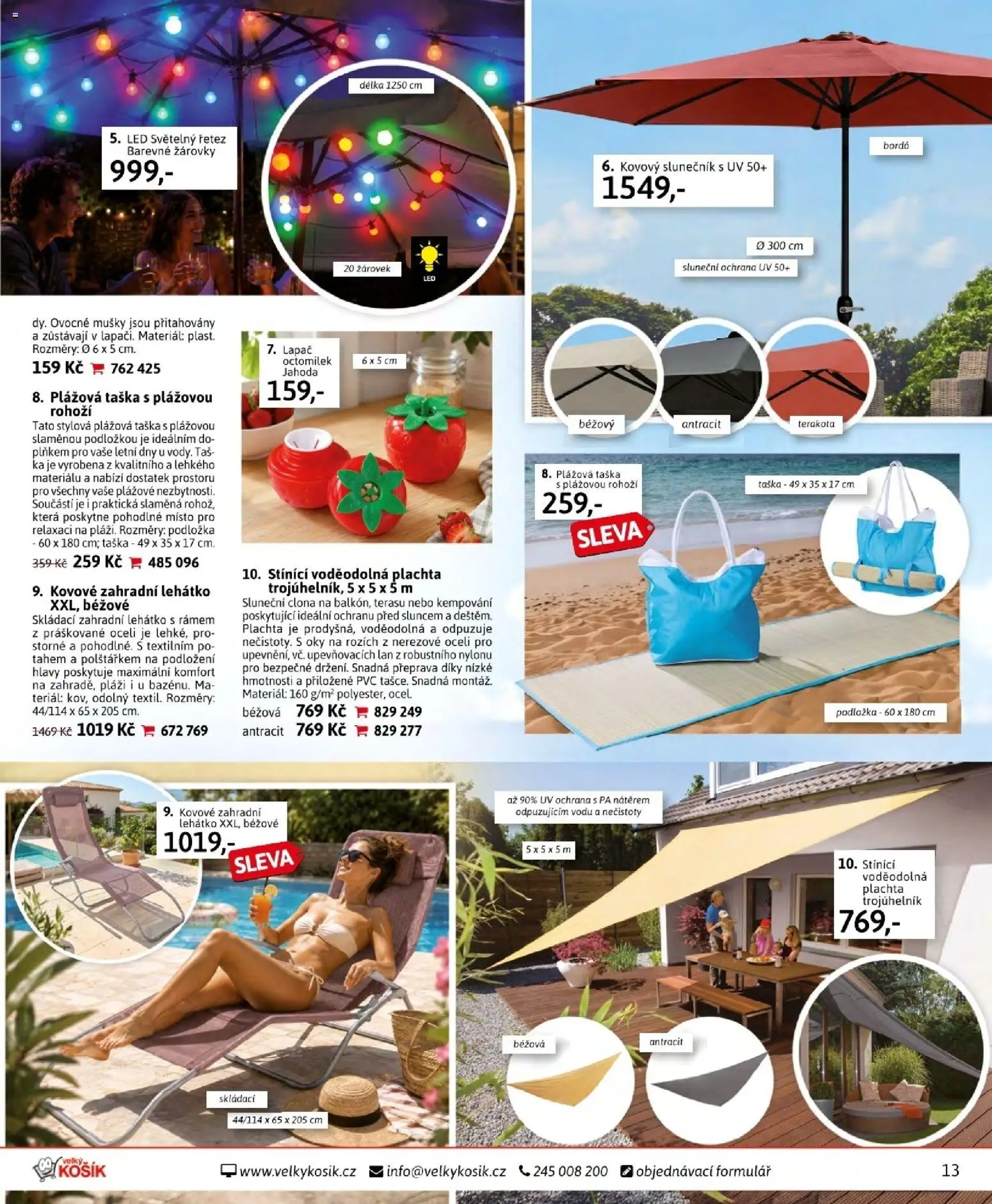 Velký Košík katalog srpen 2026 od 01.08.2026 | Strana: 13 | Produkty: Světelný řetěz, Lehátko, LED, Plachta