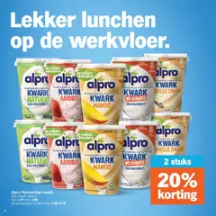 Alpro Plantaardige kwark MANGO, Plantaardige variatie op kwark, laag in vet, met 5 essentiële nutriënten, 23G proteïne per pot - Voorbeeld van een folder van Albert Heijn, geldig van 31-08-2026 | Pagina: 12