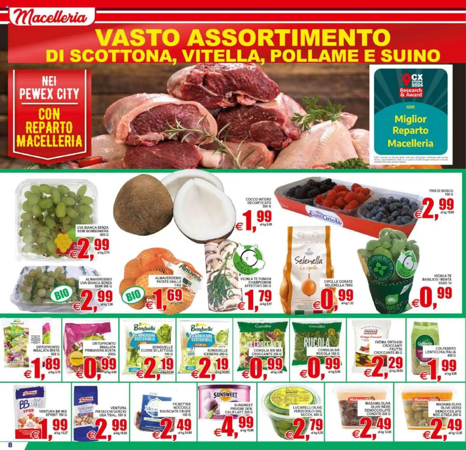 Volantino Pewex del 12/08/2026 | Pagina: 8 | Prodotti: Prugne, Nocciole, Lattuga, Vaso