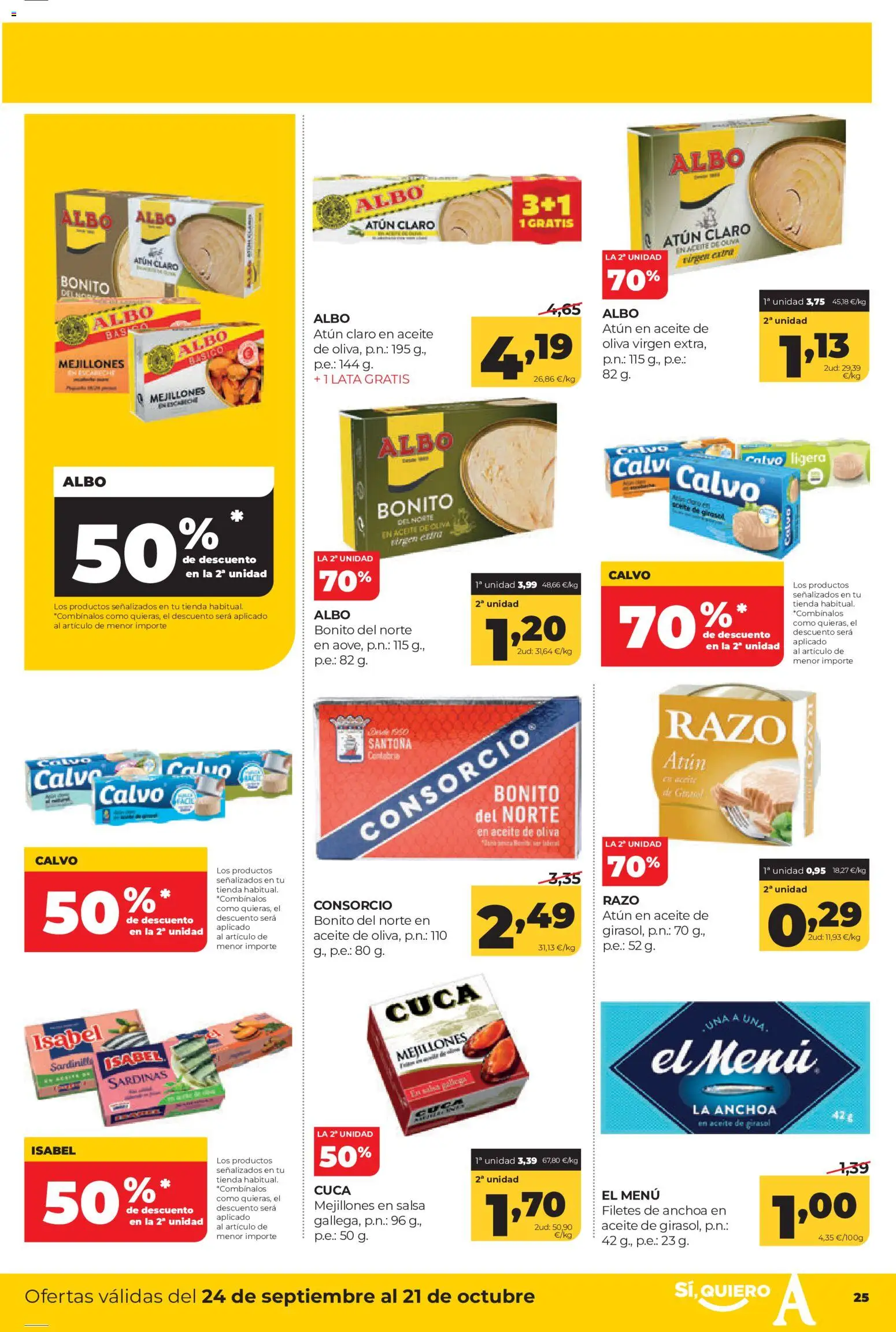 Alimerka folleto Asturias │ válido desde el 24/09/2026 | Página: 25 | Productos: Atún, Aceite de oliva, Sardinas, Atún claro