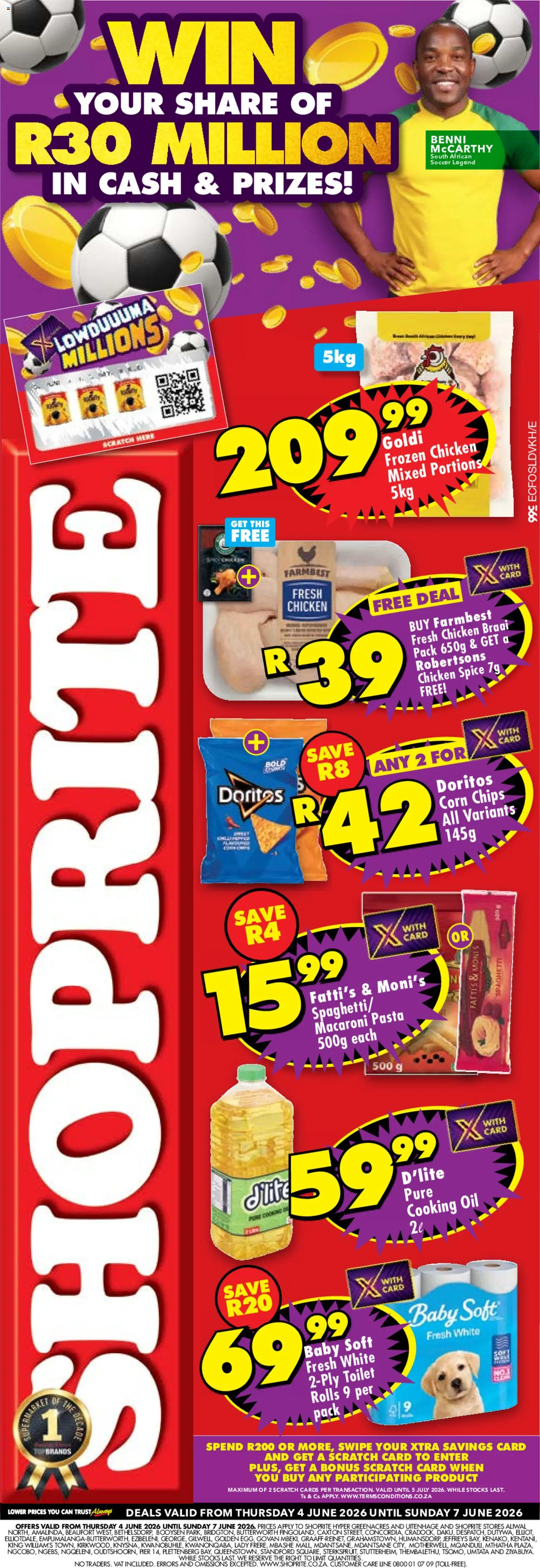 New Shoprite catalogue – valid from 04.06.2026 | Page: 1 | Products: Bag, Oil, Chips, Paper