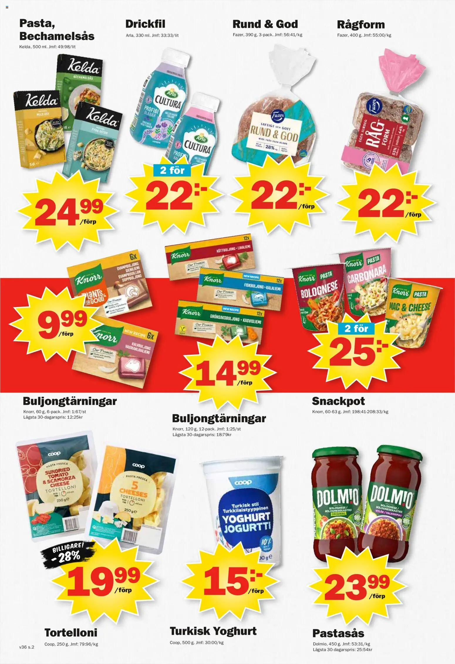 Pekås reklamblad aktuell från 31/08/2026 | Sida: 2 | Produkter: Grönsaksbuljong, Yoghurt, Pasta