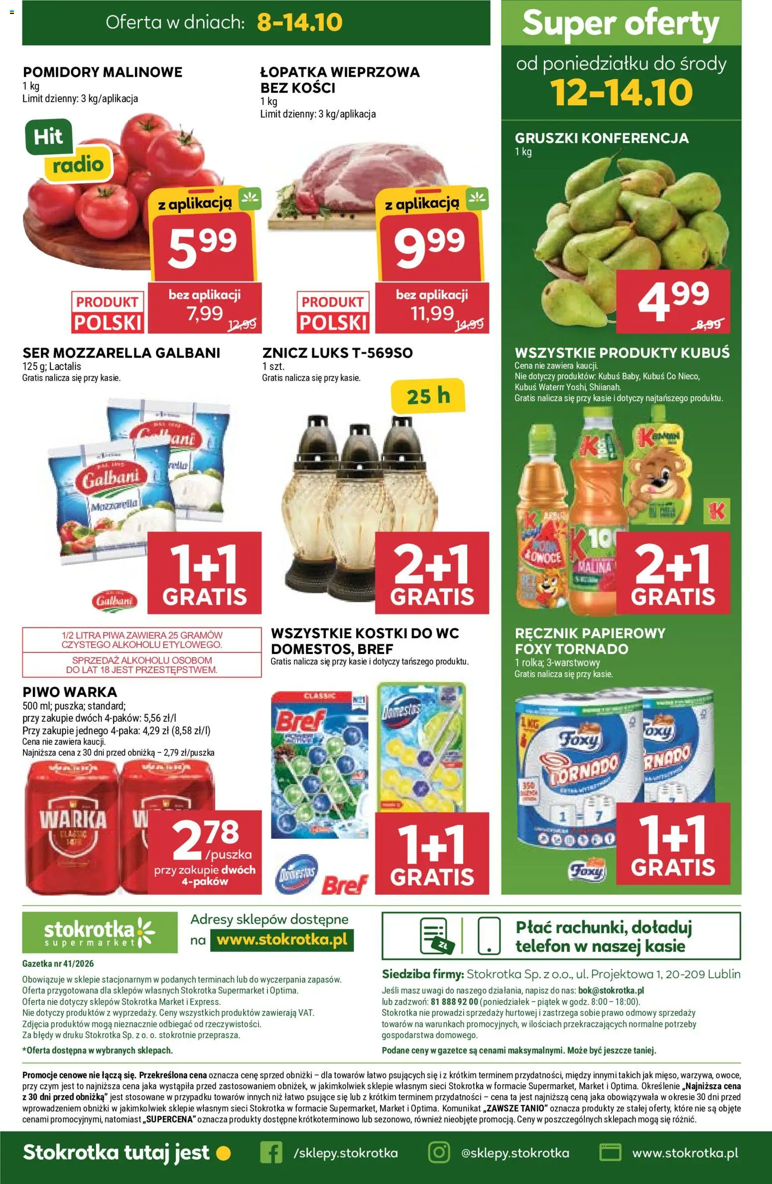 Stokrotka gazetka od 08.10.2026 | Strona: 50 | Produkty: Malina, Ser, Piwo, Mozzarella