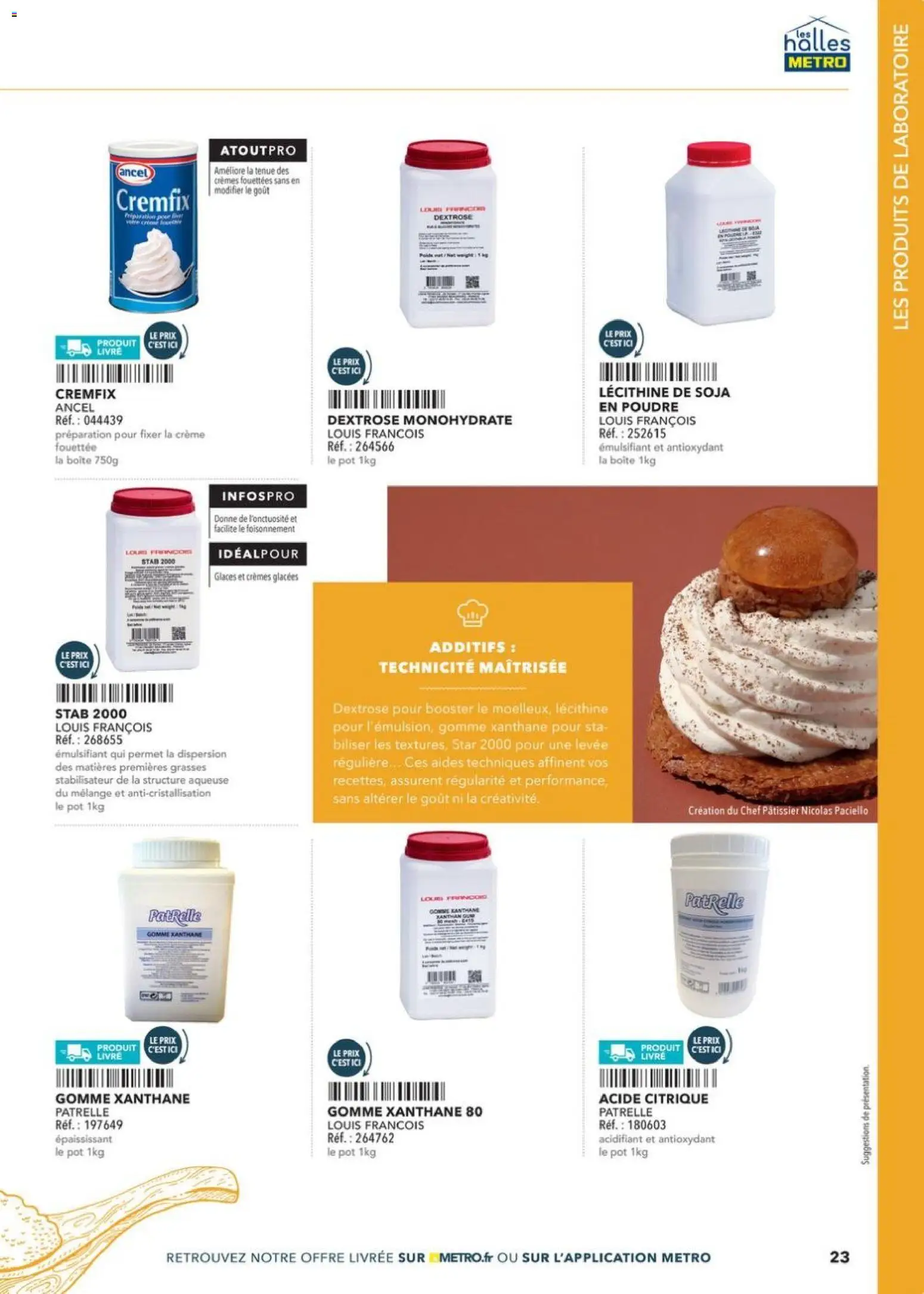 {H1} | Page: 23 | Produits: Glaces, Acide citrique, Poudre, Livre