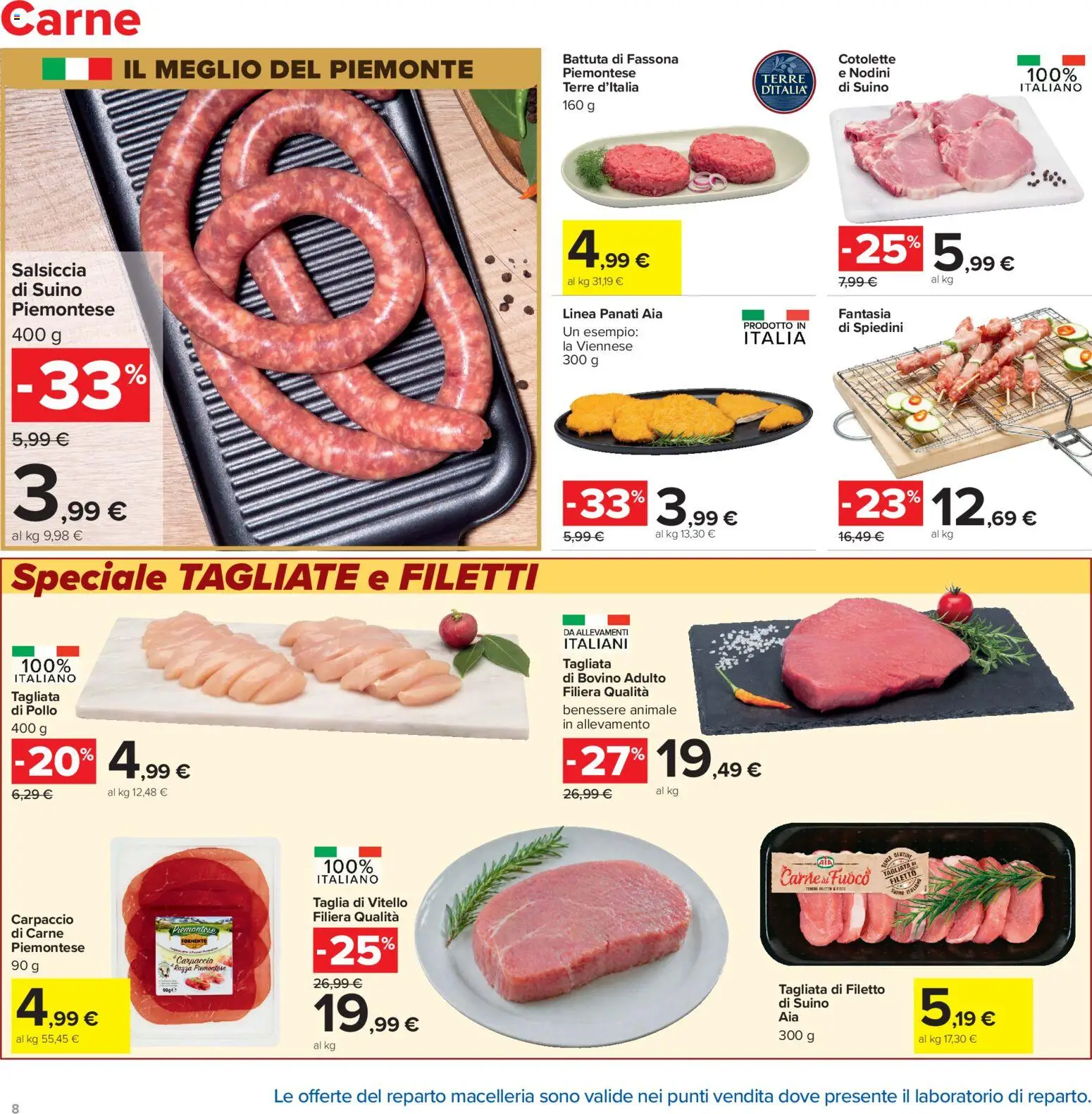 Volantino Carrefour del 16.06.2026 | Pagina: 8 | Prodotti: Bovino, Suino, Vitello, Spiedini