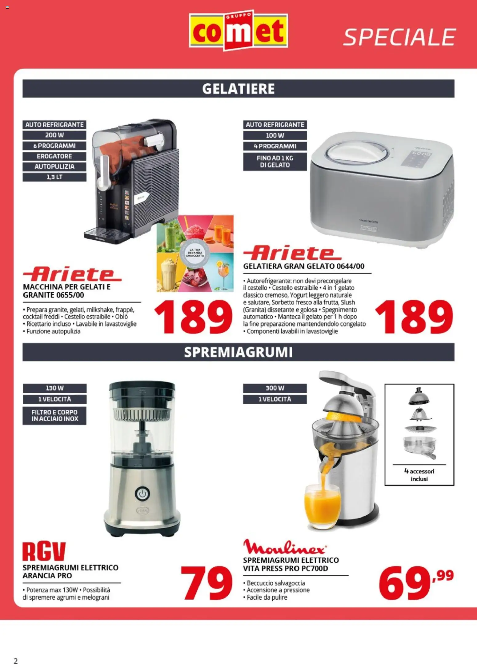 Volantino Comet del 03/07/2026 | Pagina: 2 | Prodotti: Yogurt, Sorbetto, Agrumi, Lavastoviglie