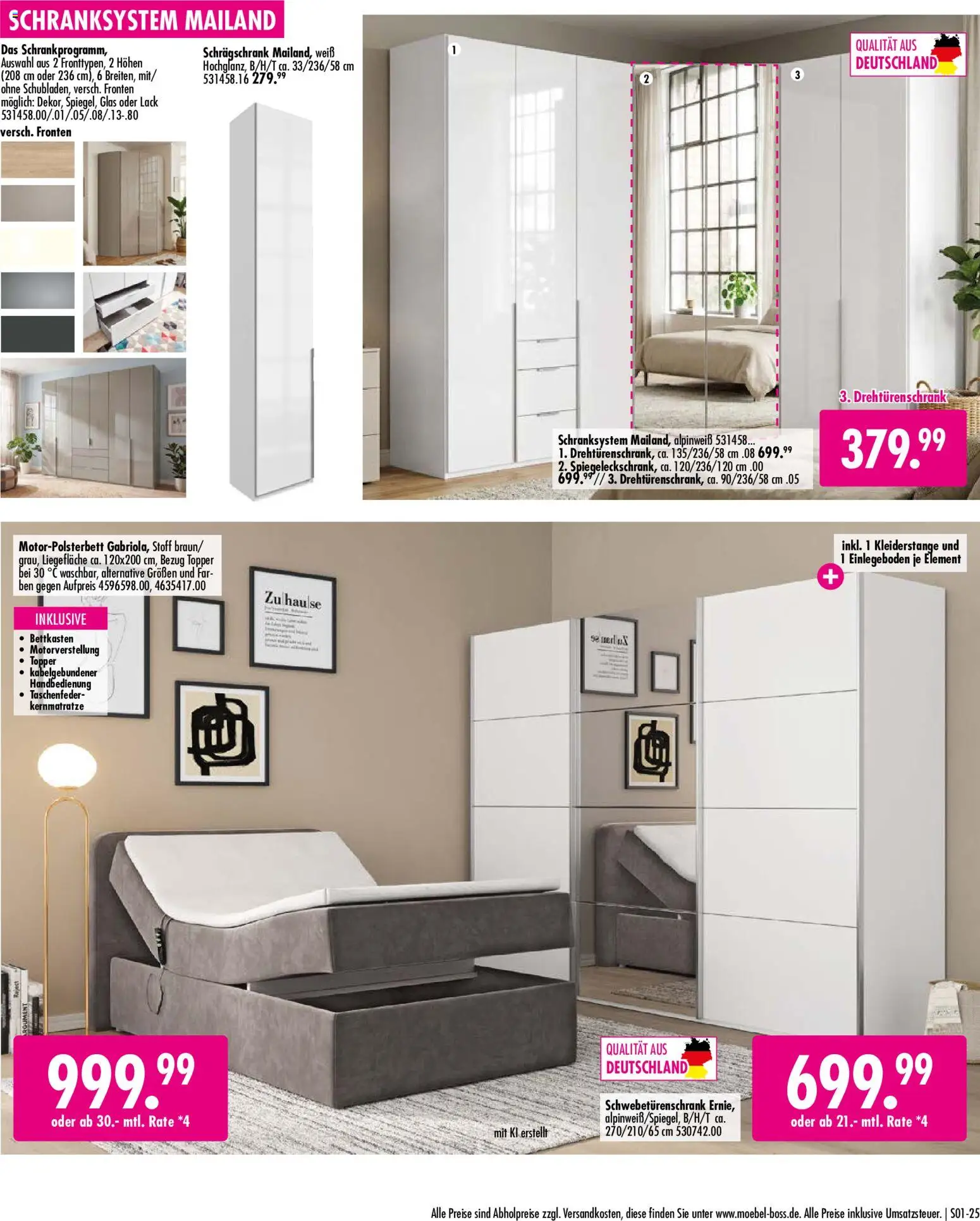 SB Möbel Boss Mach Dein Schlafzimmer zur Wohlfühlzone – gültig ab 02.10.2026 | Seite: 25 | Produkte: Schwebetürenschrank, Drehtürenschrank, Topper