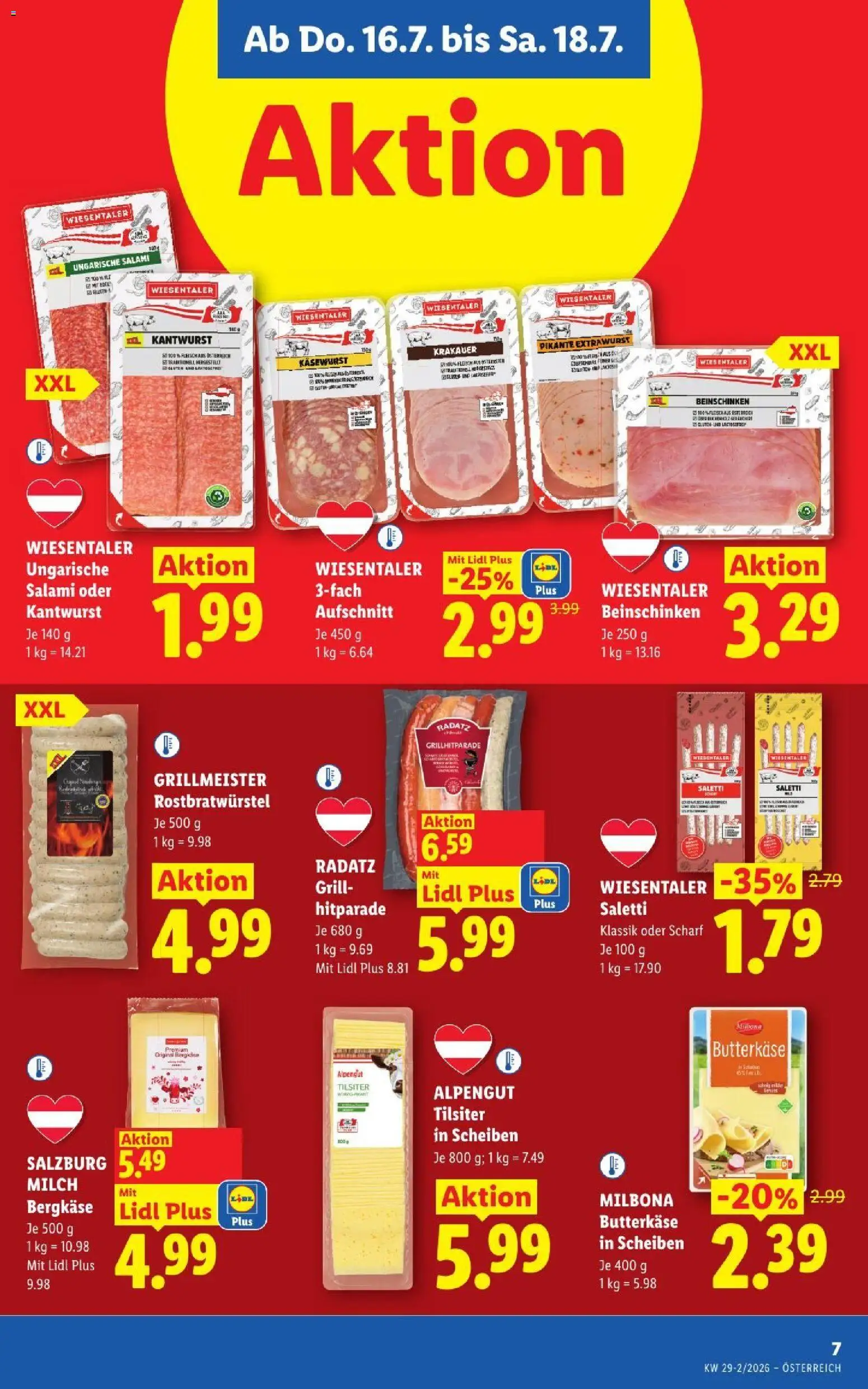 Lidl - Flugblatt gültig ab 16.07.2026 | Seite: 9 | Produkte: Grill, Milch, Salami