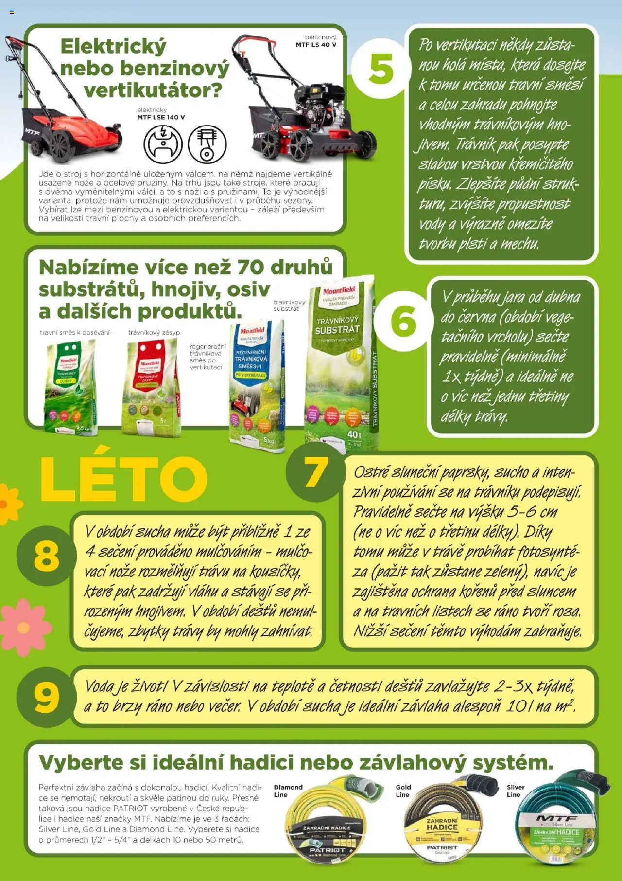 Mountfield katalog - Péče o trávník od 24.03.2023 | Strana: 3 | Produkty: Vertikutátor, Voda, Zahradní hadice, Substrát