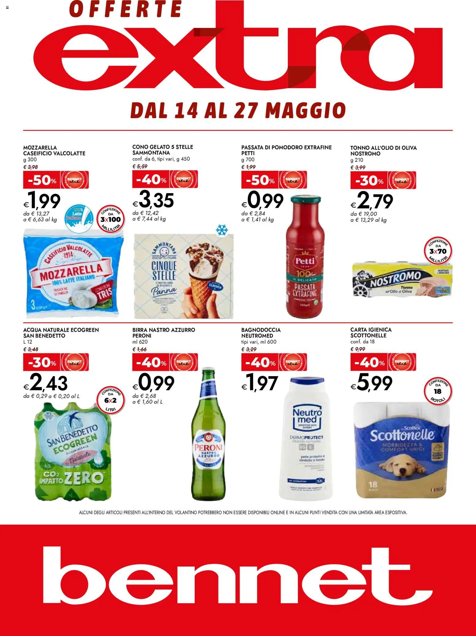 Volantino bennet del 14.05.2026 | Pagina: 1 | Prodotti: Panna, Latte, Olio, Tonno