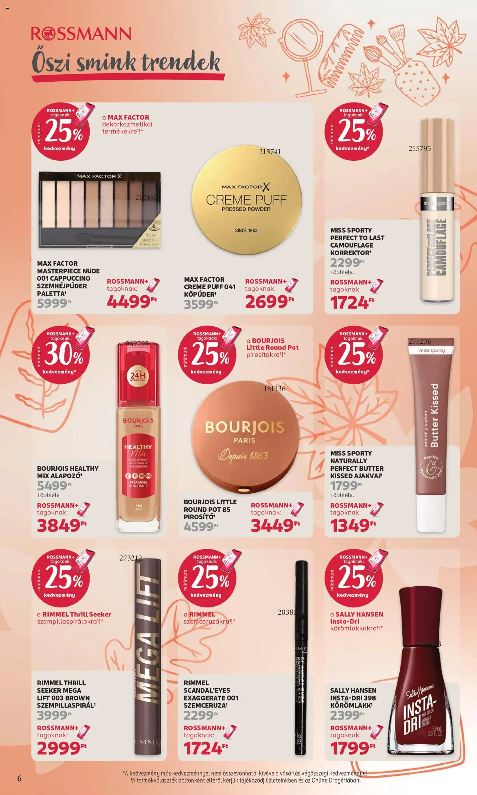 Rossmann akciós ujság - amely érvényes a következő dátumtól: 2026.10.19. | Oldal: 6 | Termékek: Cappuccino, Bourjois, Smink, Puff