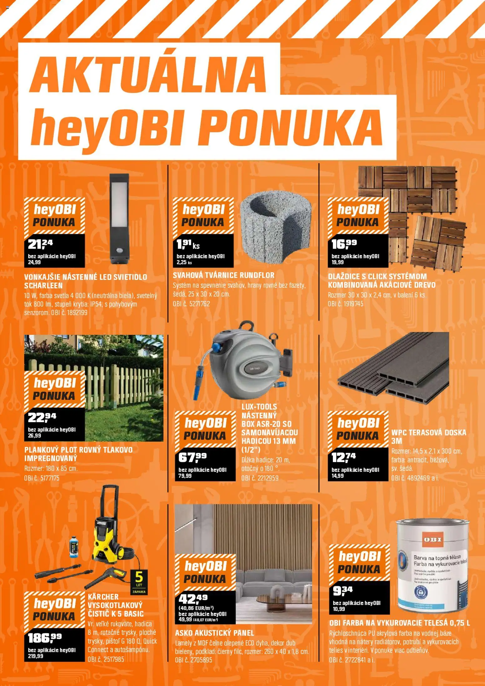 Nové OBI akcie – leták je platný od 01.08.2026 | Strana: 9 | Produkty: Lamely, Svietidlo, Led, Kärcher