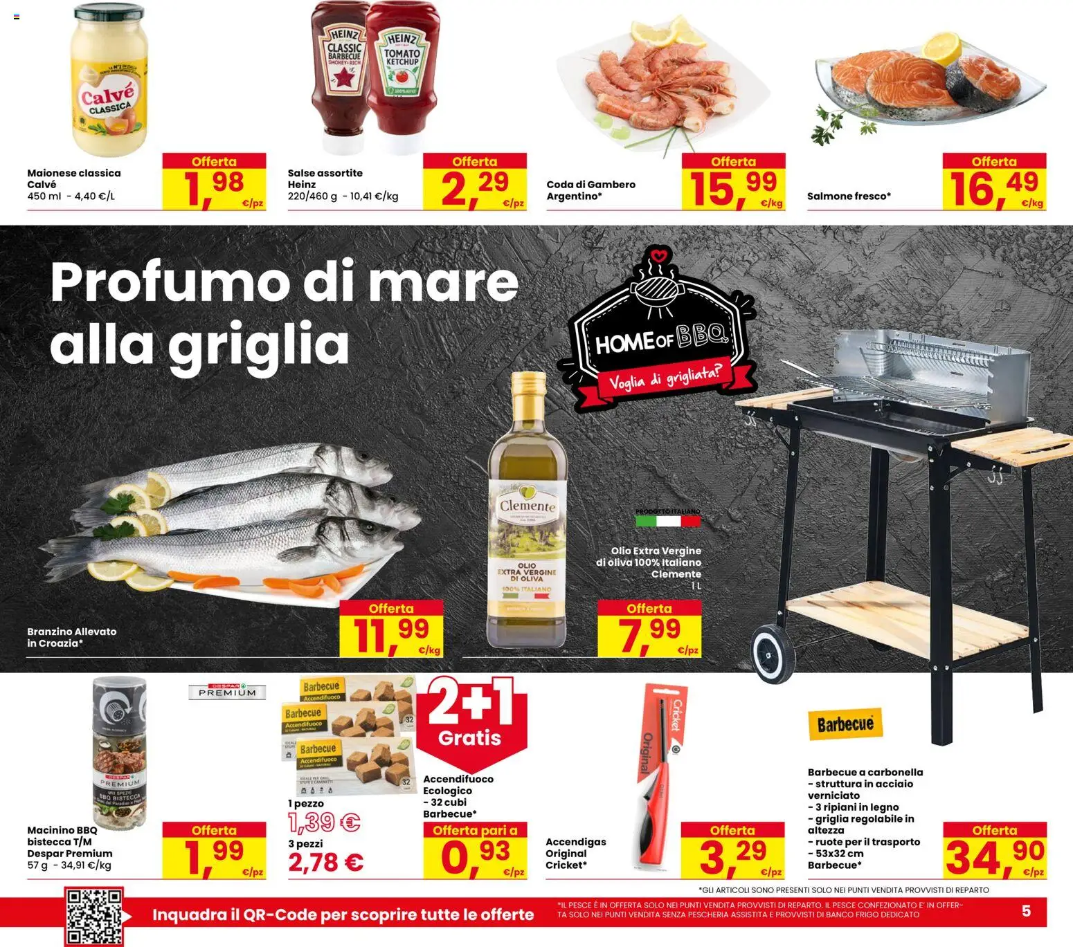 Volantino Despar del 28.05.2026 | Pagina: 5 | Prodotti: Pesce, Ketchup, Branzino, Olio