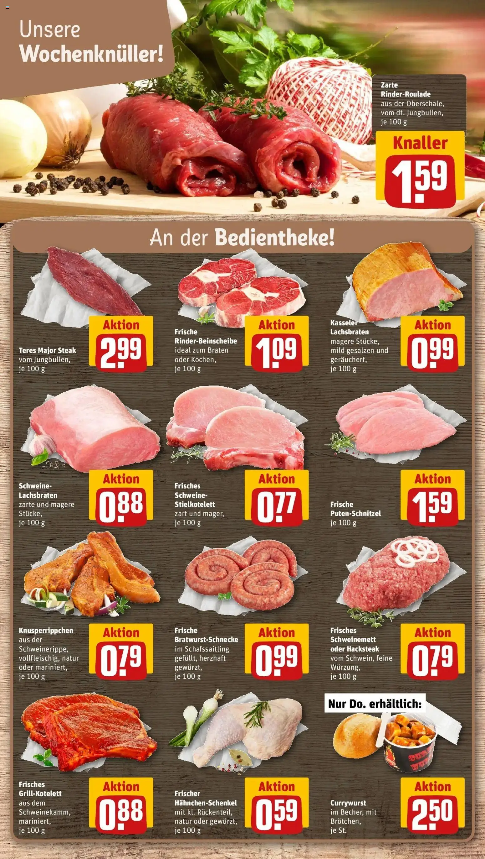 REWE Prospekt ab 24.08.2026 zum Blättern » Angebote | Seite: 8 | Produkte: Hahnchenschenkel, Putenschnitzel, Steak