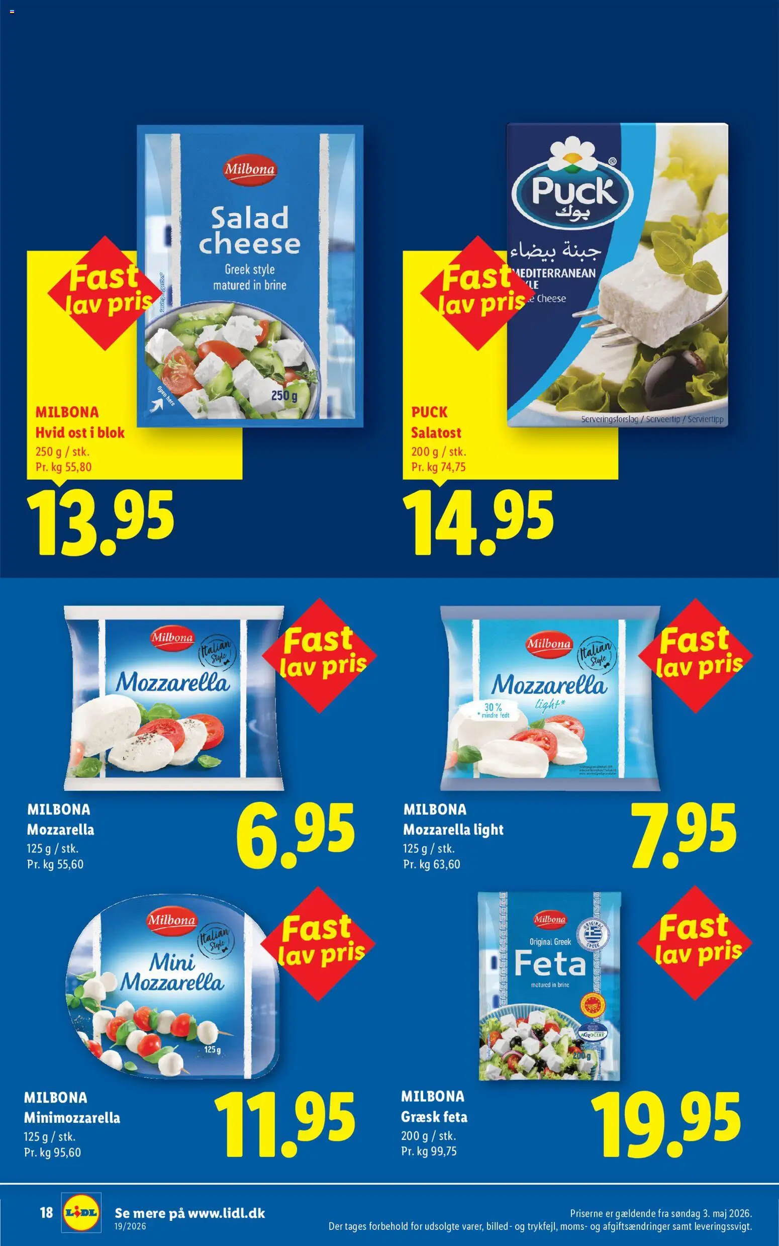 Lidl tilbudsavis – gyldig fra 03/05/2026 | Side: 18 | Produkter: Ost, Salatost, Mozzarella