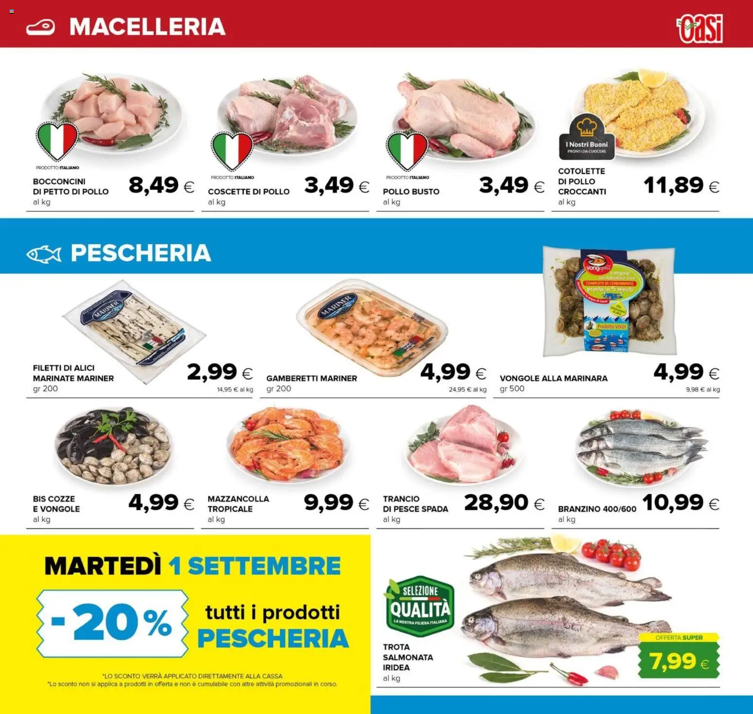 Volantino Oasi del 21/08/2026 | Pagina: 13 | Prodotti: Petto di Pollo, Cozze, Vongole, Gamberetti