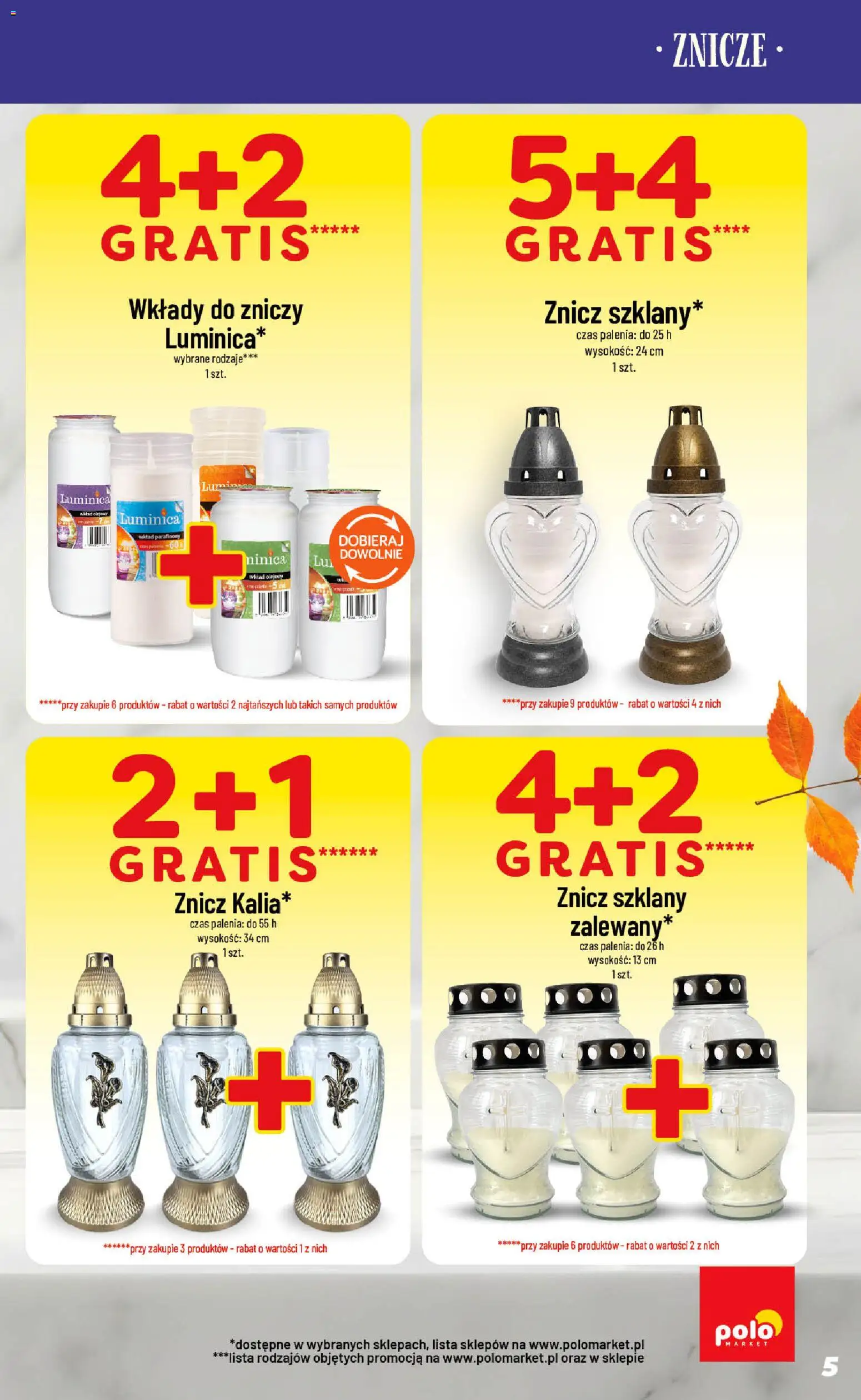 Nowa POLOmarket gazetka od jutra 07.10.2026 | Strona: 5 | Produkty: Wkłady do zniczy, Znicze