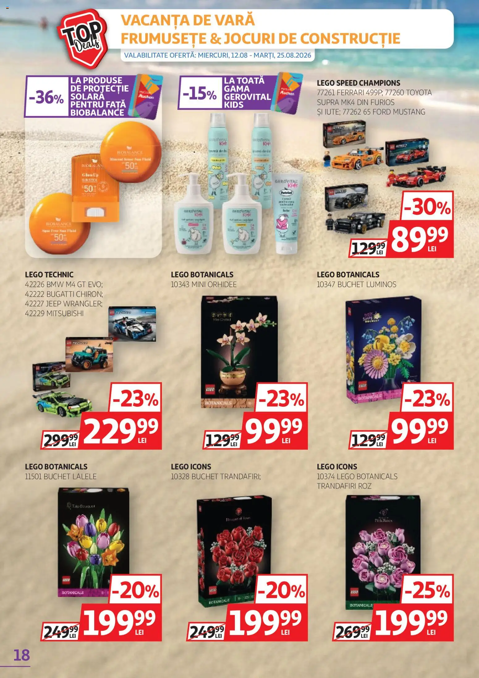 Noul catalog Auchan – valabil de la 12.08.2026 | Pagină: 18 | Produse: LEGO, Orhidee, Solara