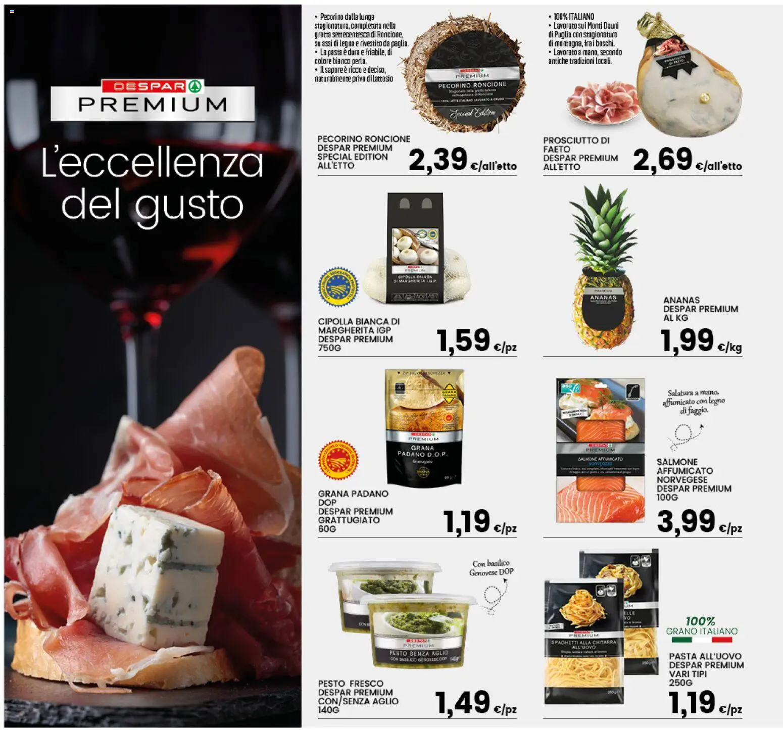 Volantino Interspar del 08.06.2026 | Pagina: 14 | Prodotti: Salmone affumicato, Prosciutto, Grana Padano, Pecorino