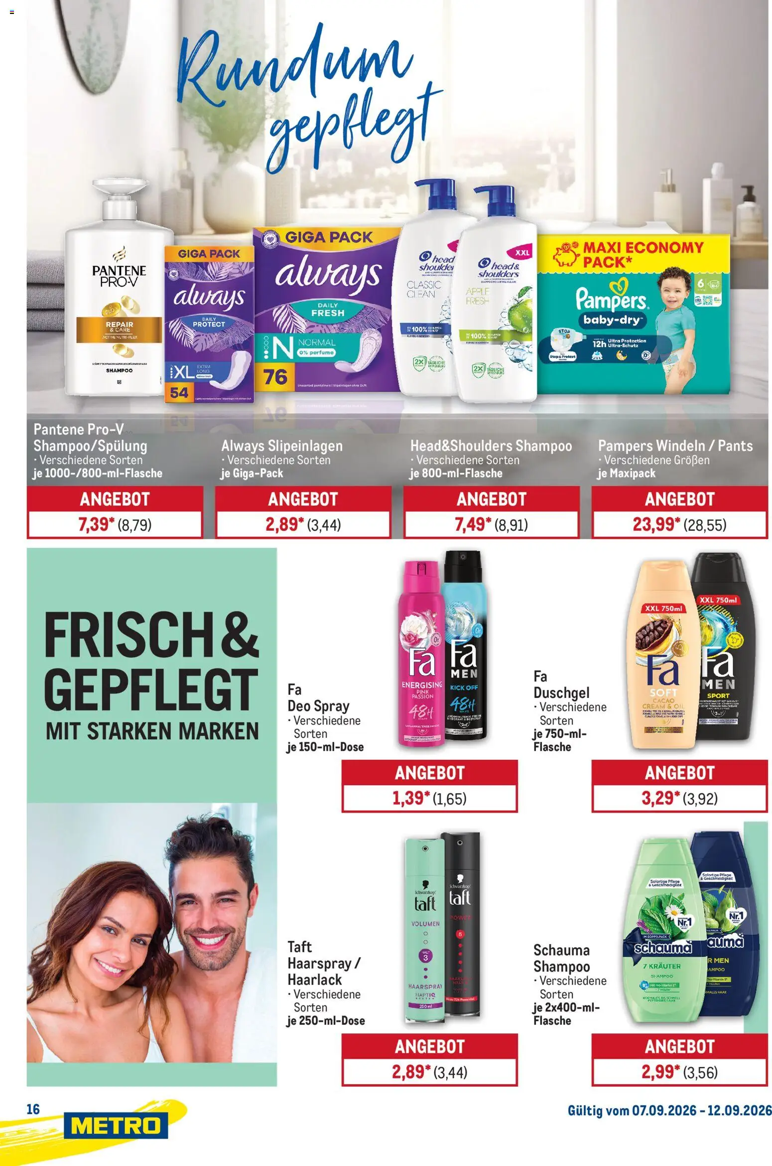 Metro Starke Marken – gültig ab 07.09.2026 | Seite: 16 | Produkte: Pampers, Haarspray, Apple, Duschgel